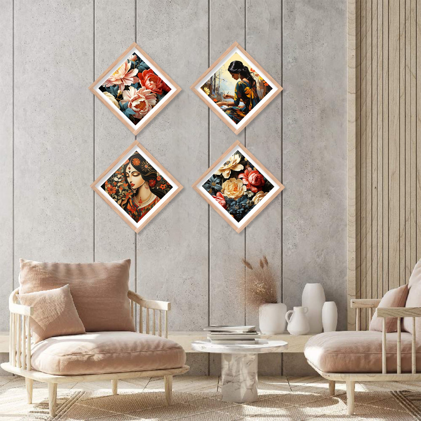 Nature Inspired Vibrant Floral Art Prints Set of Home Living Room Bedroom Office Wall decor