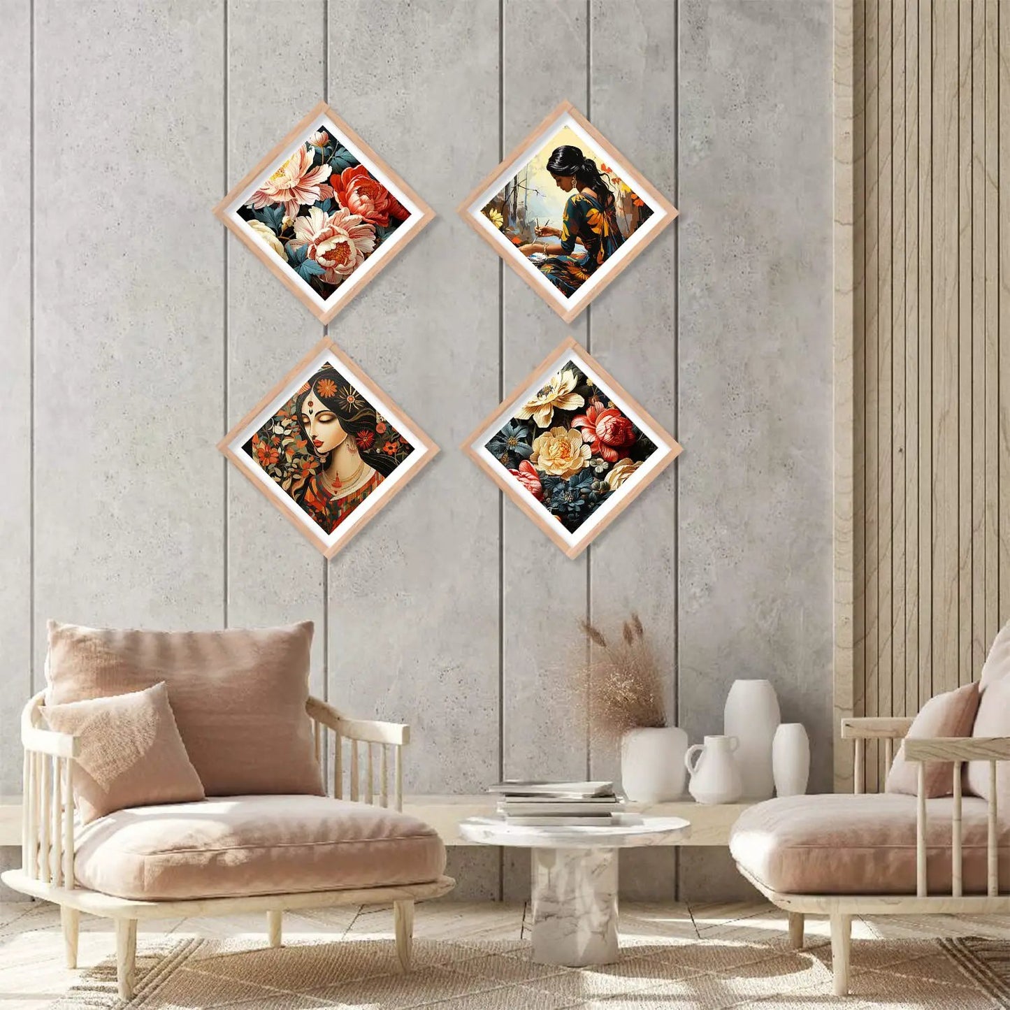 Nature Inspired Vibrant Floral Art Prints Set of Home Living Room Bedroom Office Wall decor