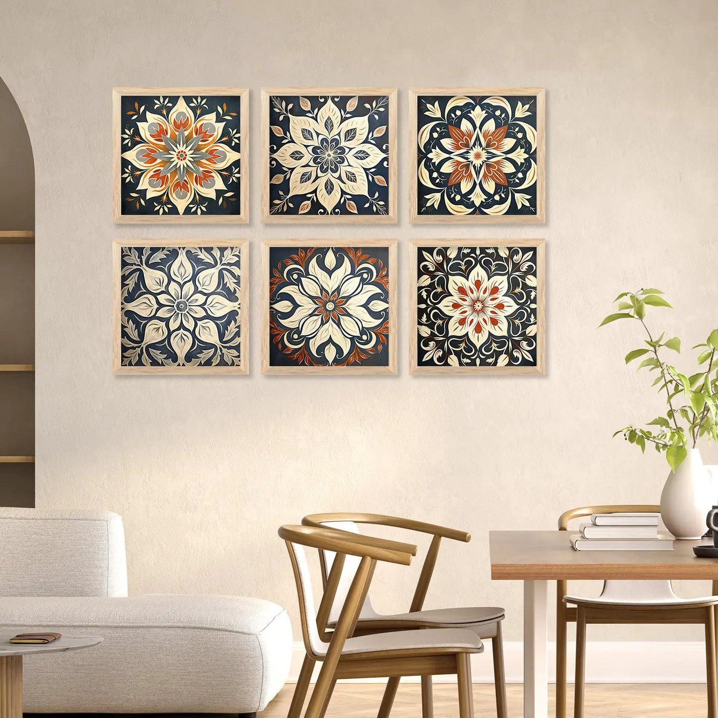 Mandala Art Prints with Frame for Living Room Bedroom Home and Office Wall Decor Set of 6