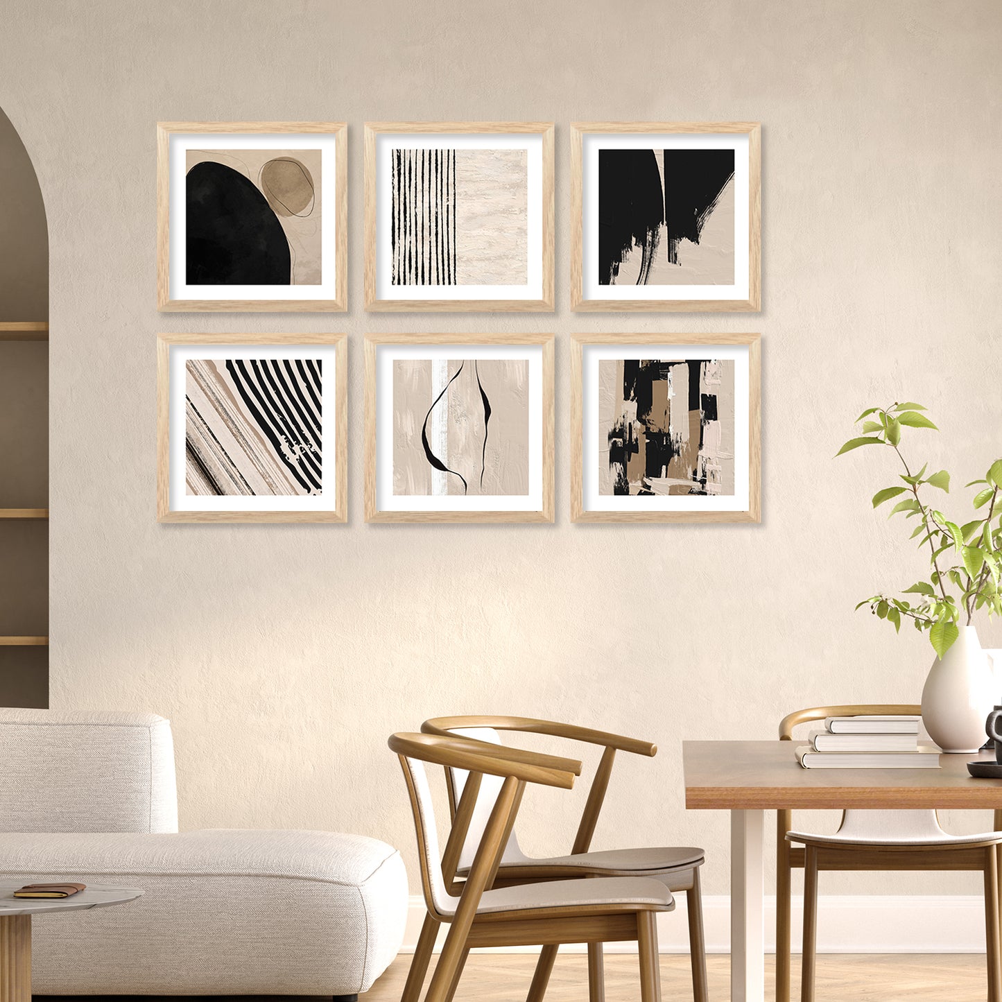 Abstract / Modern Art Prints with Frame for Living Room Bedroom Home and Office Wall Decor Set of 6