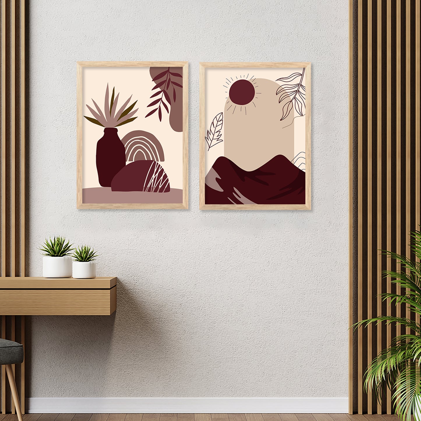 Modern Boho Art Prints with Frame for Living Room Bedroom Home and Office Wall Decor Set of 6