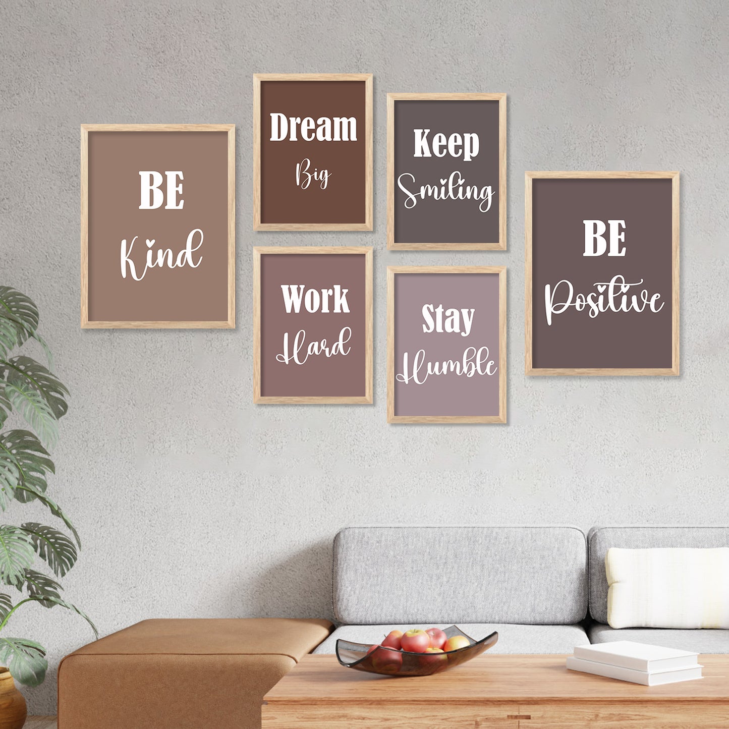 Motivational Quotes Framed Poster for Living Room Bedroom Home and Office Wall Decor Set of 6