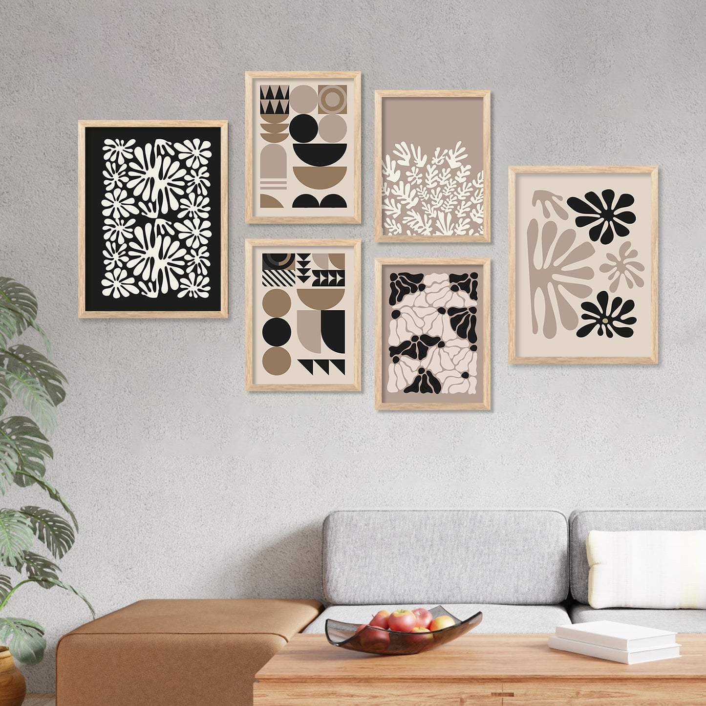Modern Boho Art Prints with Frame for Living Room Bedroom Home and Office Wall Decor Set of 6