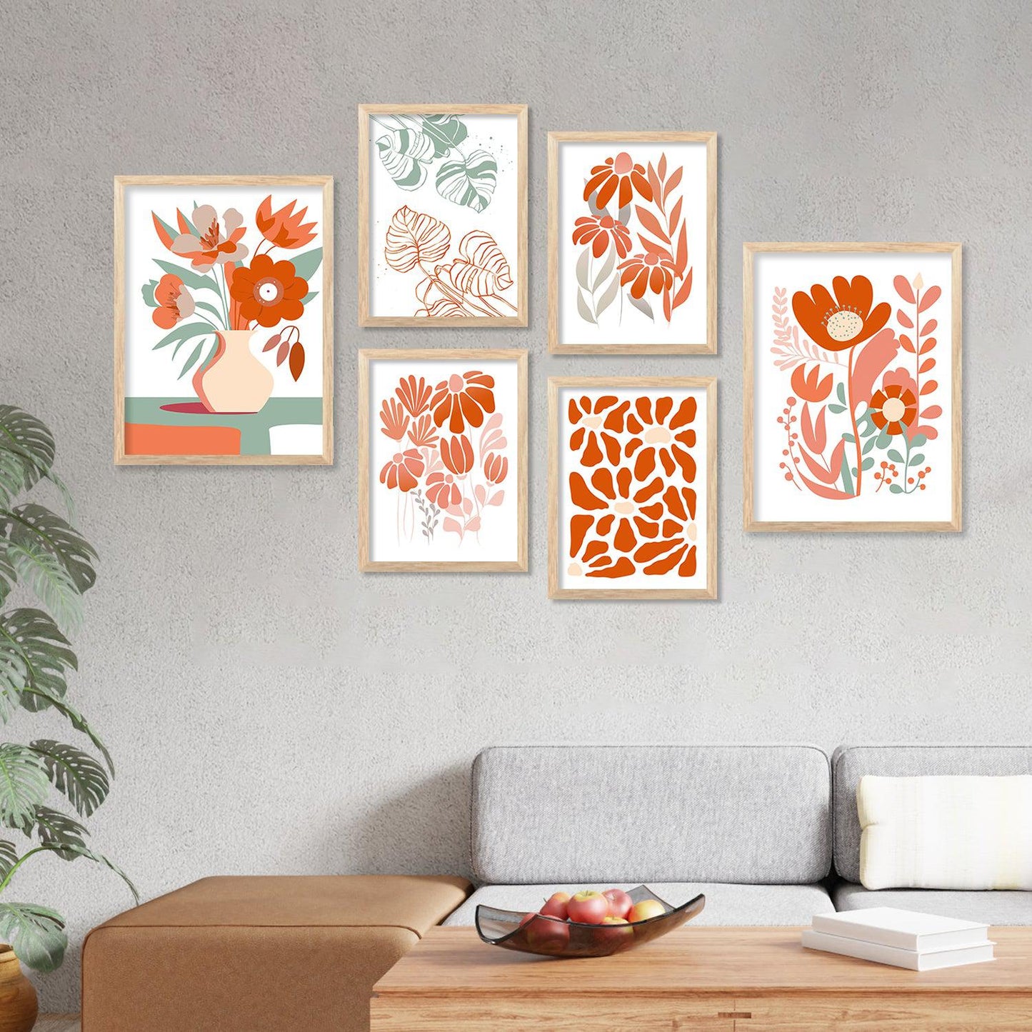 Modern Boho Art Prints with Frame for Living Room Bedroom Home and Office Wall Decor Set of 6