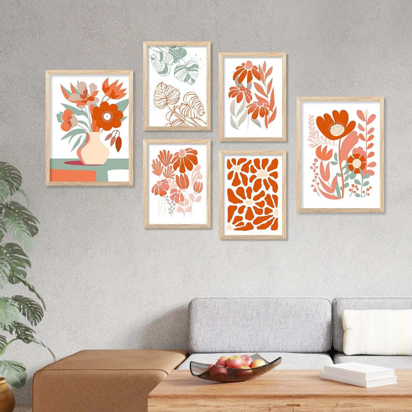 Boho Framed Wall Art Prints | Set of 6 | Home Decor