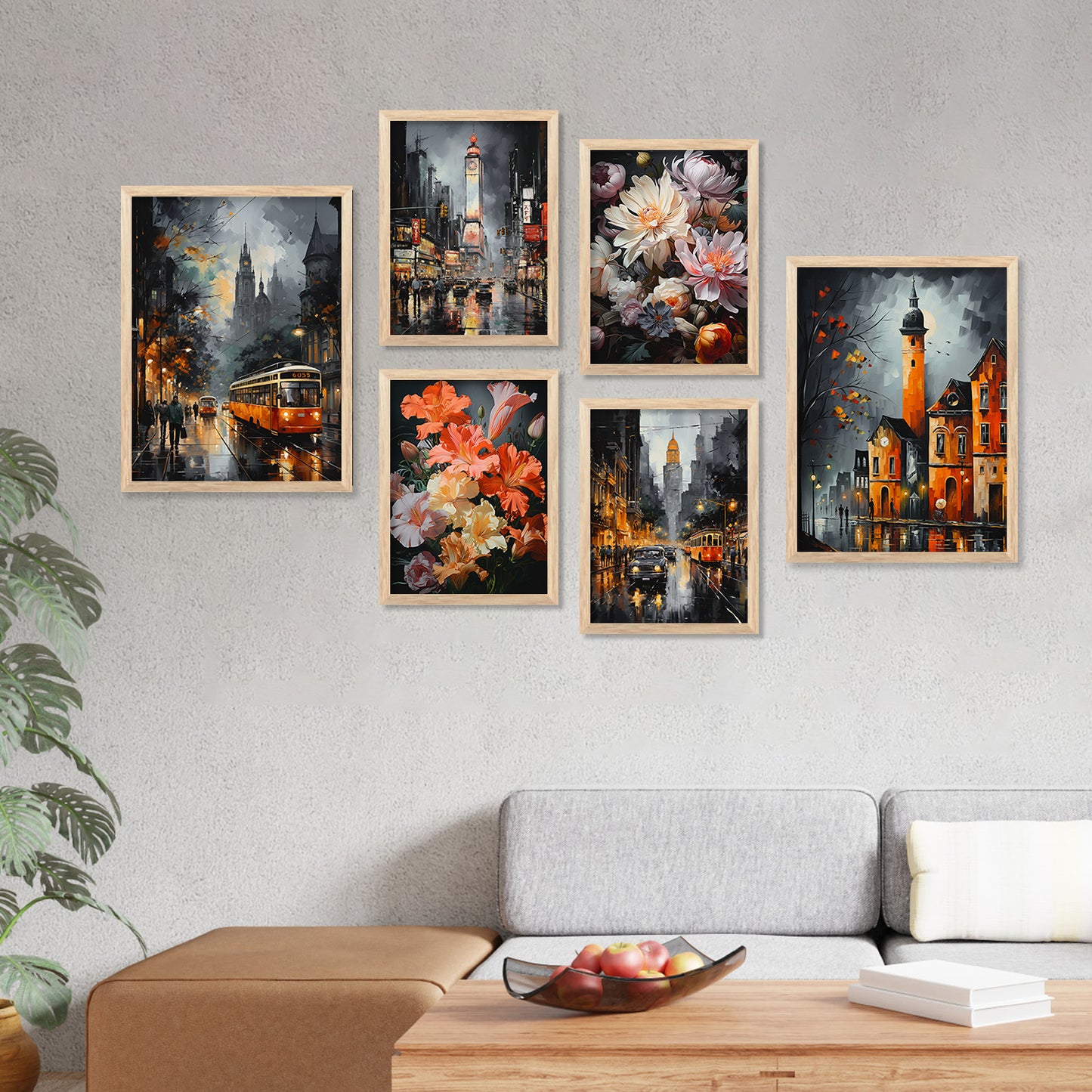 Iconic City Art Prints with Frame for Living Room Bedroom Home and Office Wall Decor Set of 6
