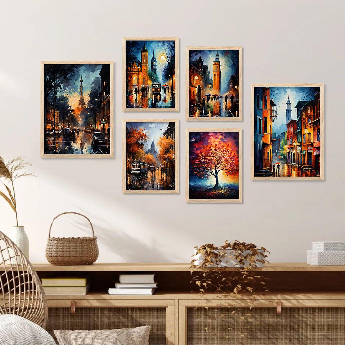 Modern Art Prints with Frame for Living Room Bedroom Home and Office Wall Decor Set of 6