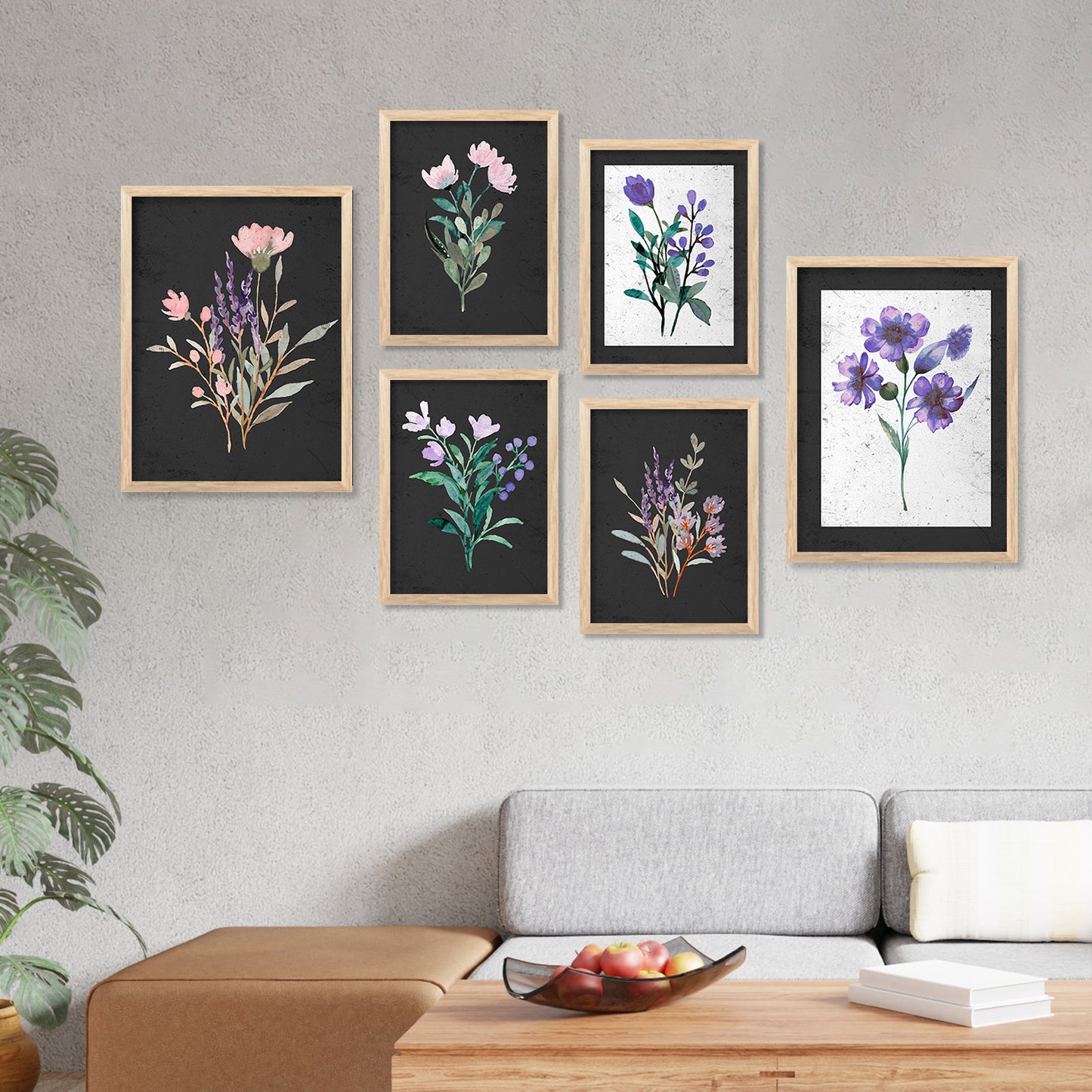 Nature Inspired Art Prints with Frame for Living Room Bedroom Home and Office Wall Decor Set of 6