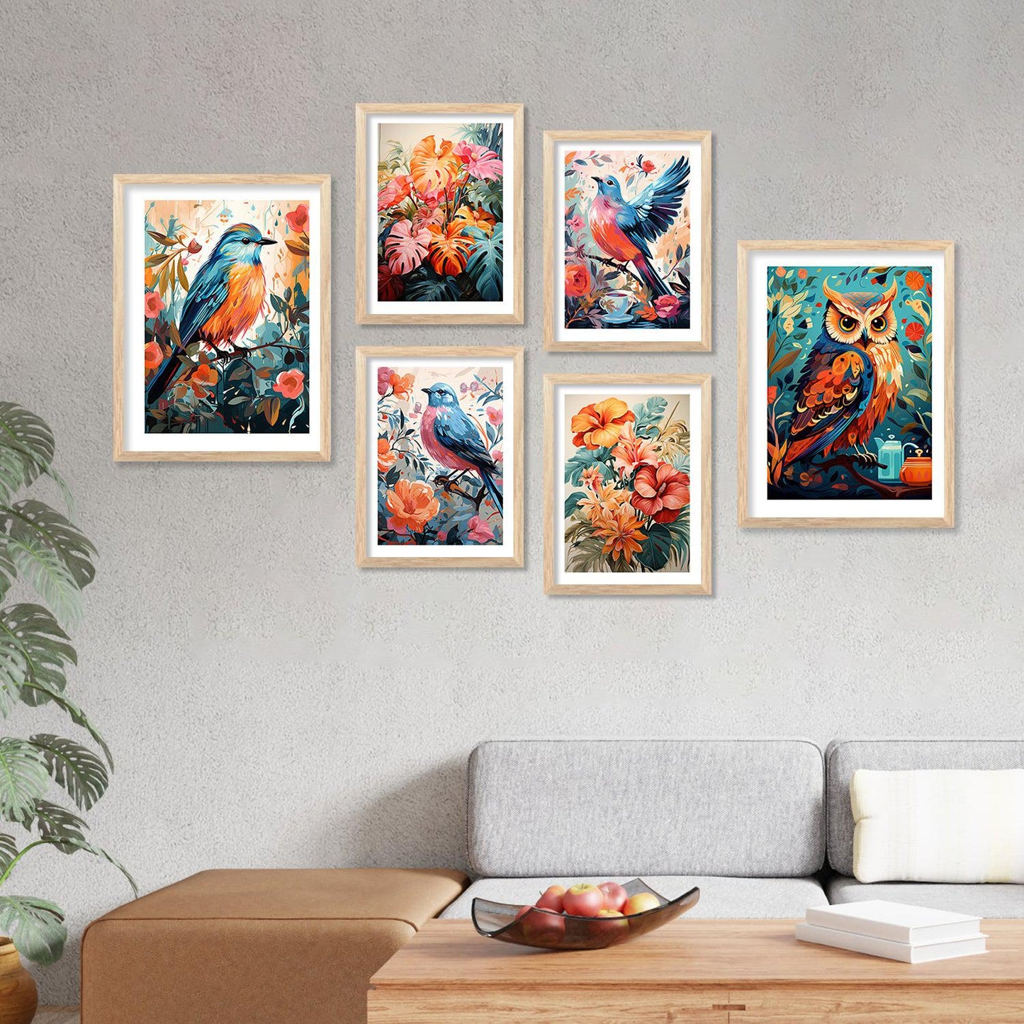 Nature Inspired Art Prints with Frame for Living Room Bedroom Home and Office Wall Decor Set of 6