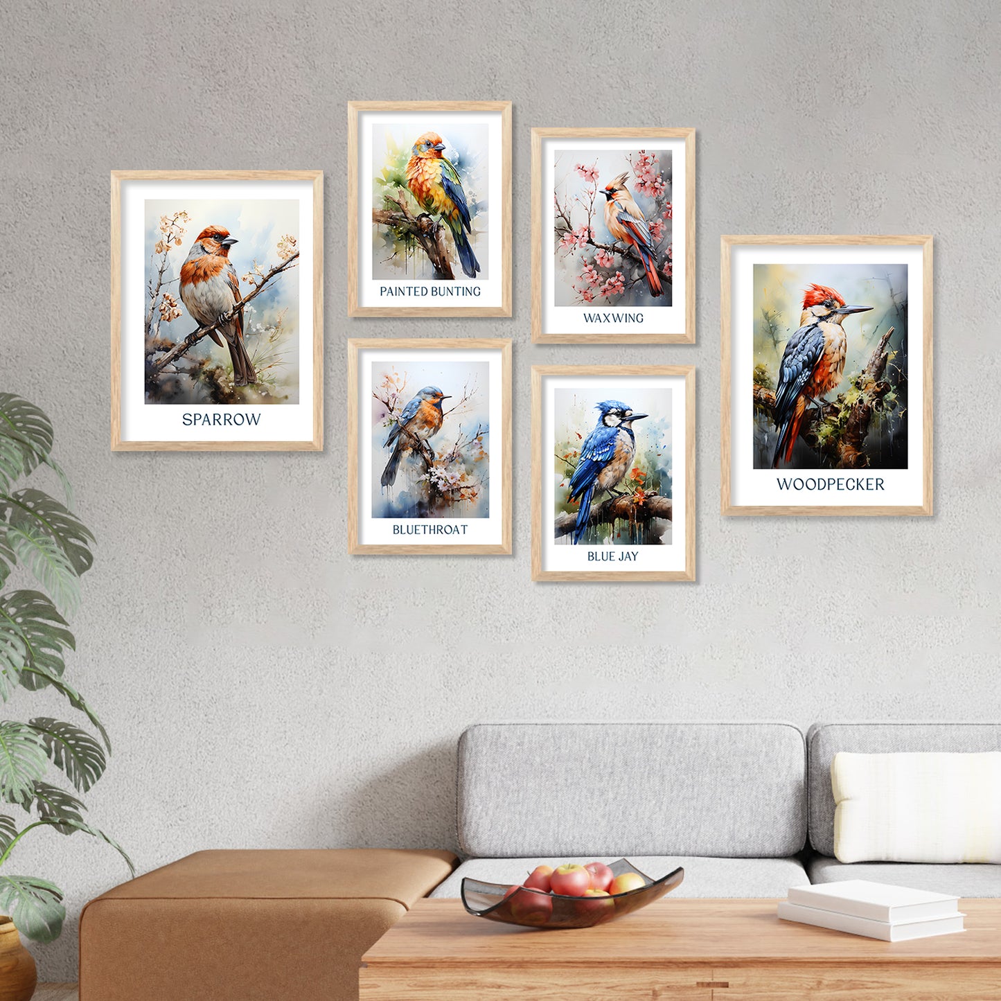 Nature Inspired Art Prints with Frame for Living Room Bedroom Home and Office Wall Decor Set of 6