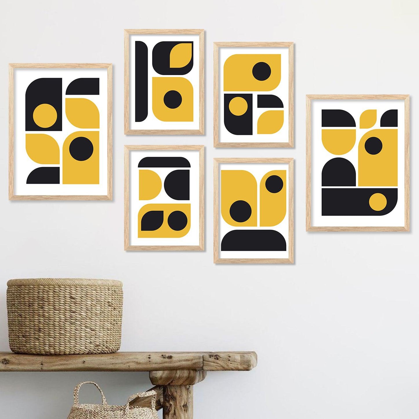 Modern Boho Art Prints with Frame for Living Room Bedroom Home and Office Wall Decor Set of 6