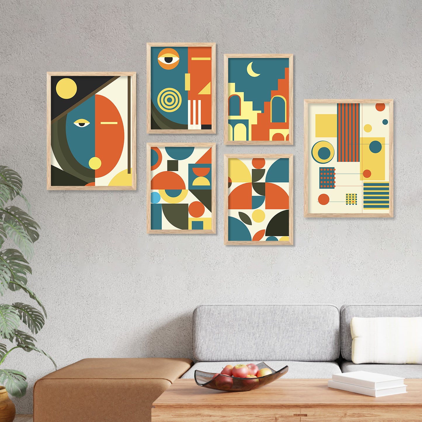 Modern Boho Art Prints with Frame for Living Room Bedroom Home and Office Wall Decor Set of 6