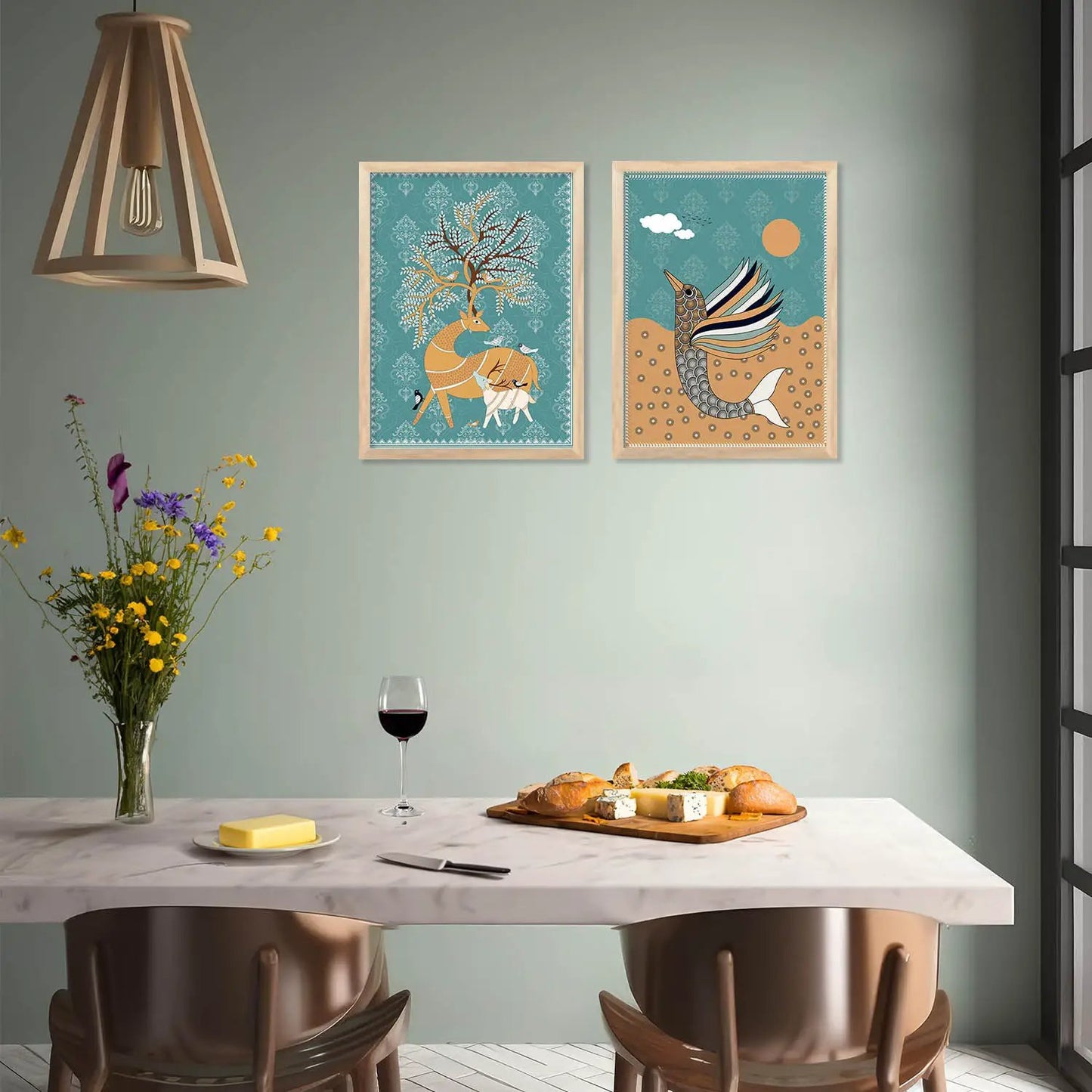 Gond Wall Art Poster With Frame For Home And Wall Decor