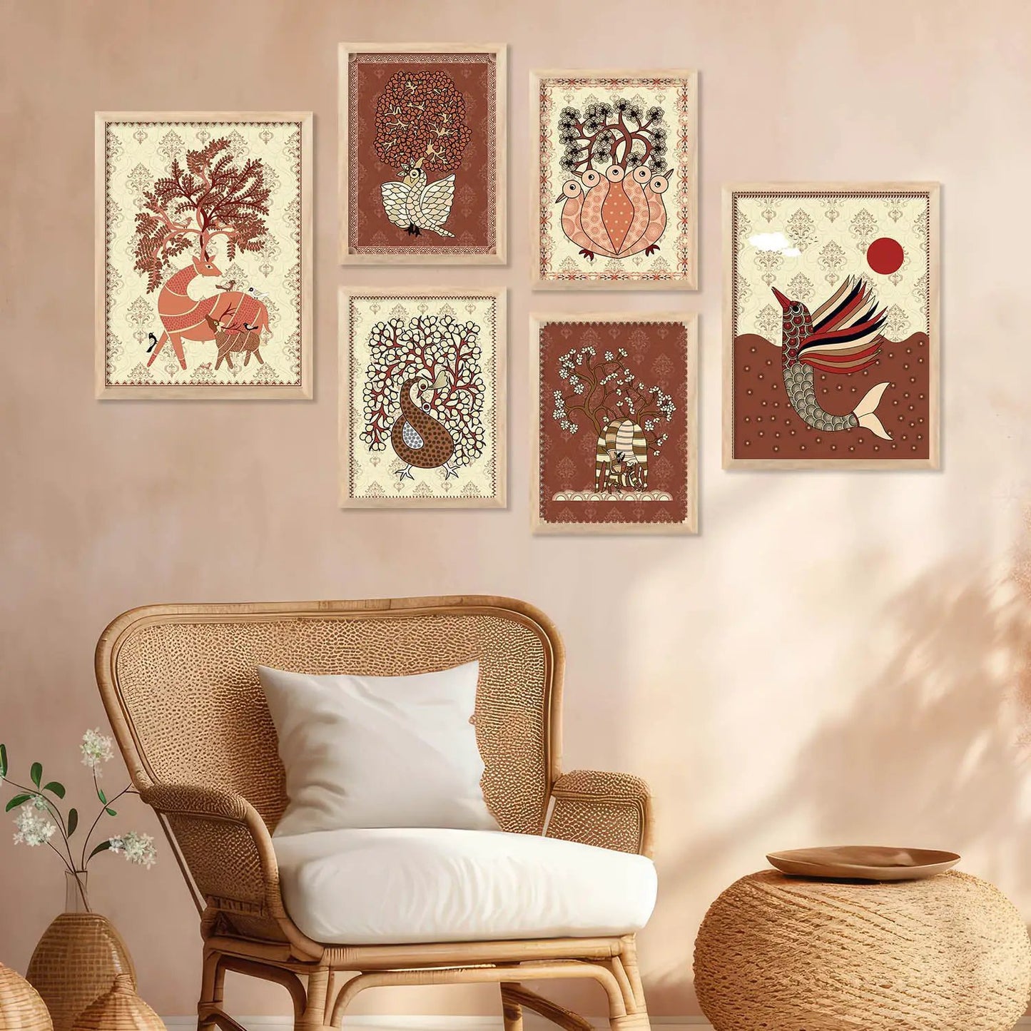 Gond Wall Art Poster With Frame For Home And Wall Decor
