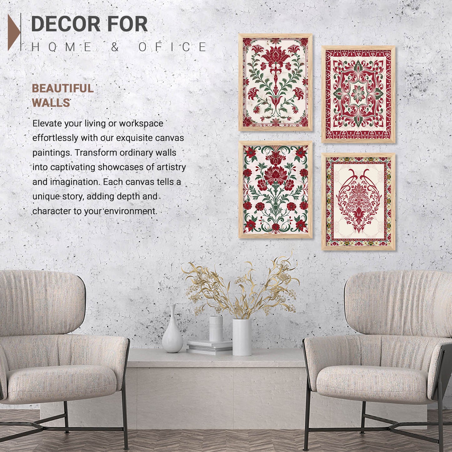 Madhubani Wall Art Poster With Frame For Home And Wall Decor