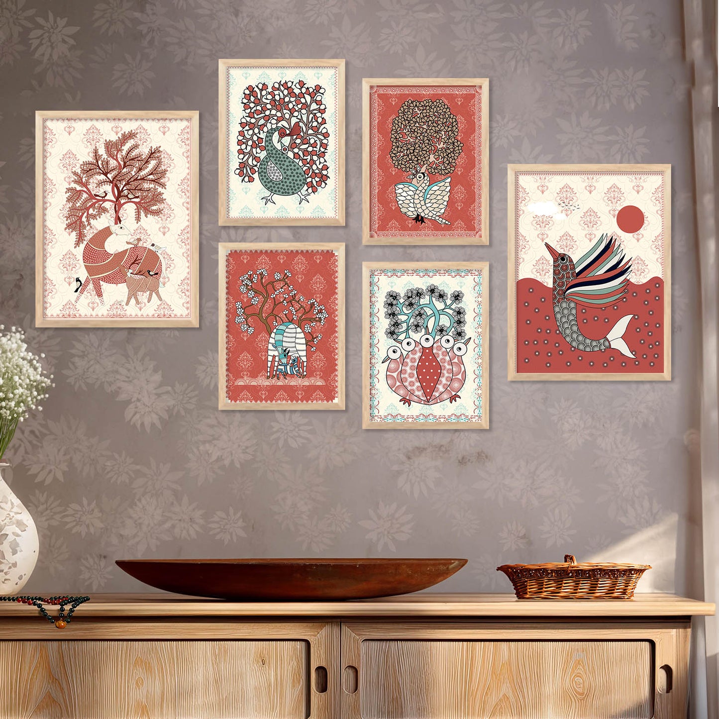 Gond Wall Art Poster With Frame For Home And Wall Decor