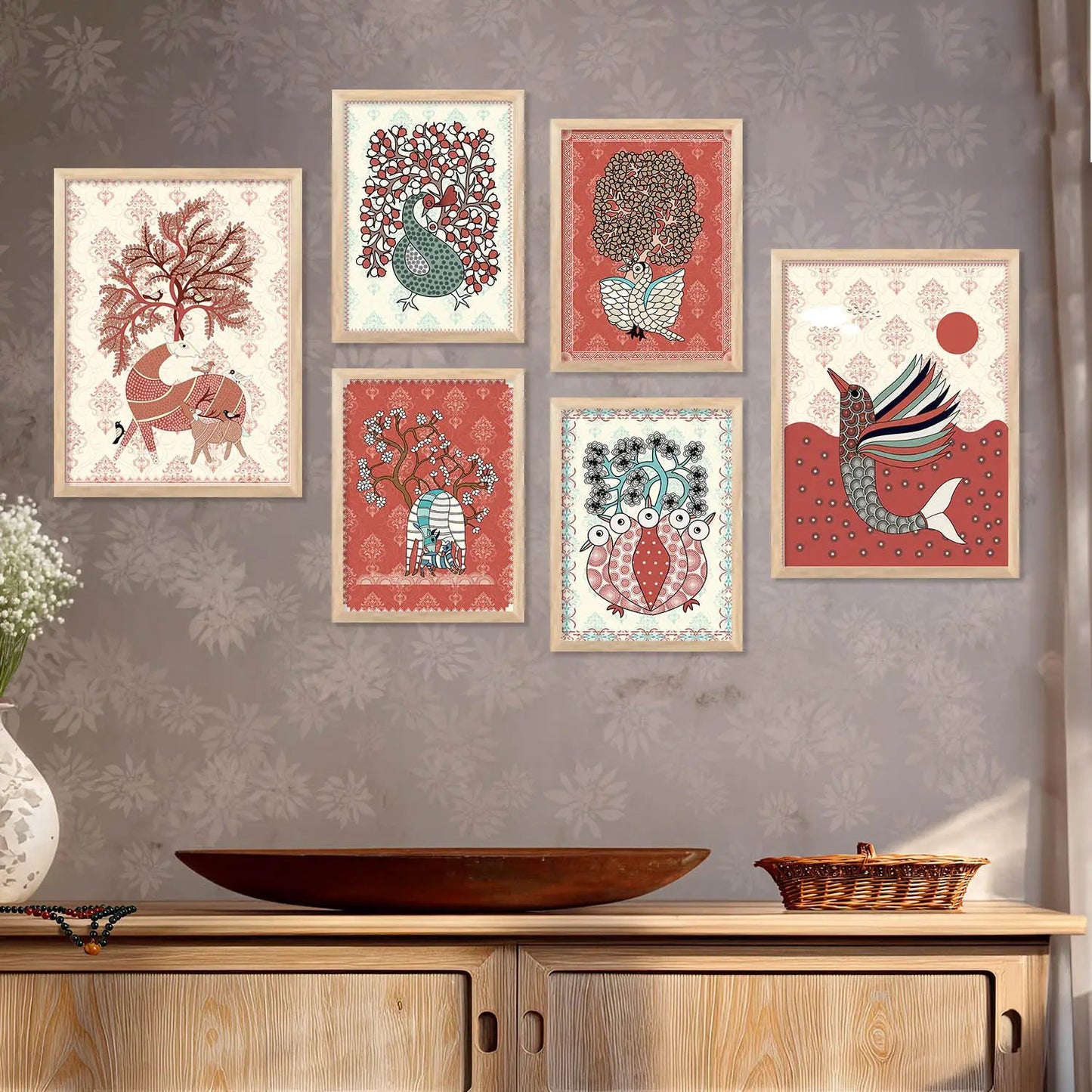 Gond Wall Art Poster With Frame For Home And Wall Decor