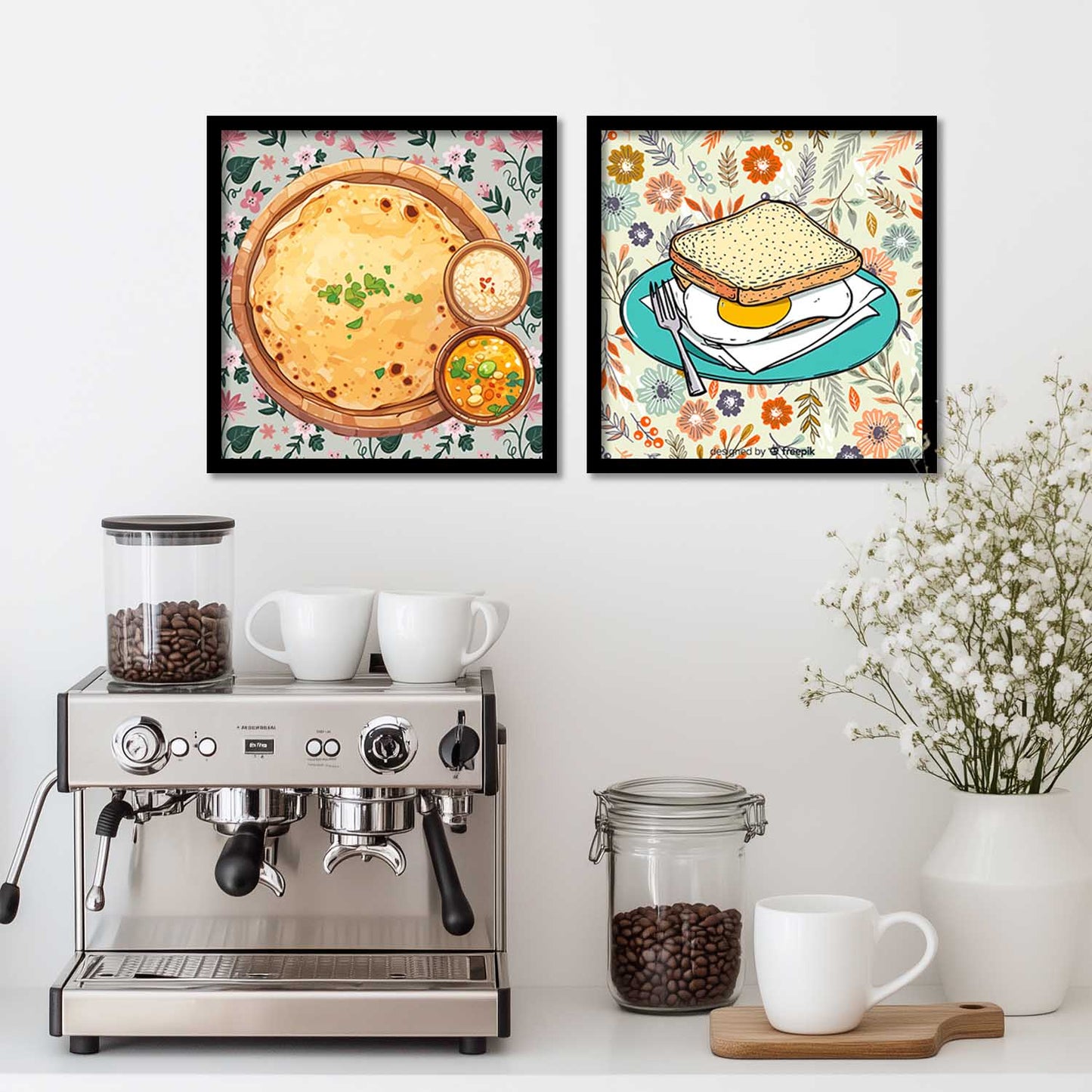 Restaurant Wall Art Paintings with Frame for Wall Decor
