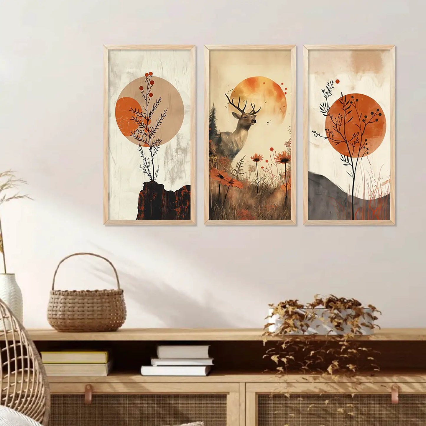 Boho Framed Wall Art Prints | Set of 3 | Home Decor