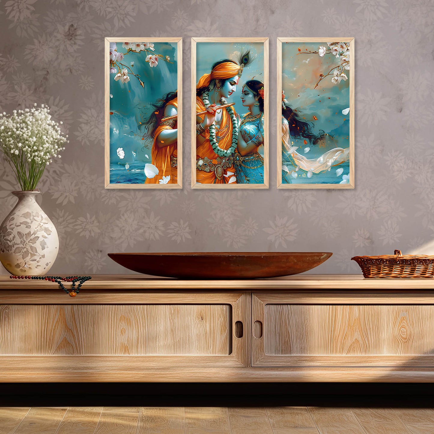 Indian Lord Krishna Wall Art Framed Prints, Decorative Wall Art