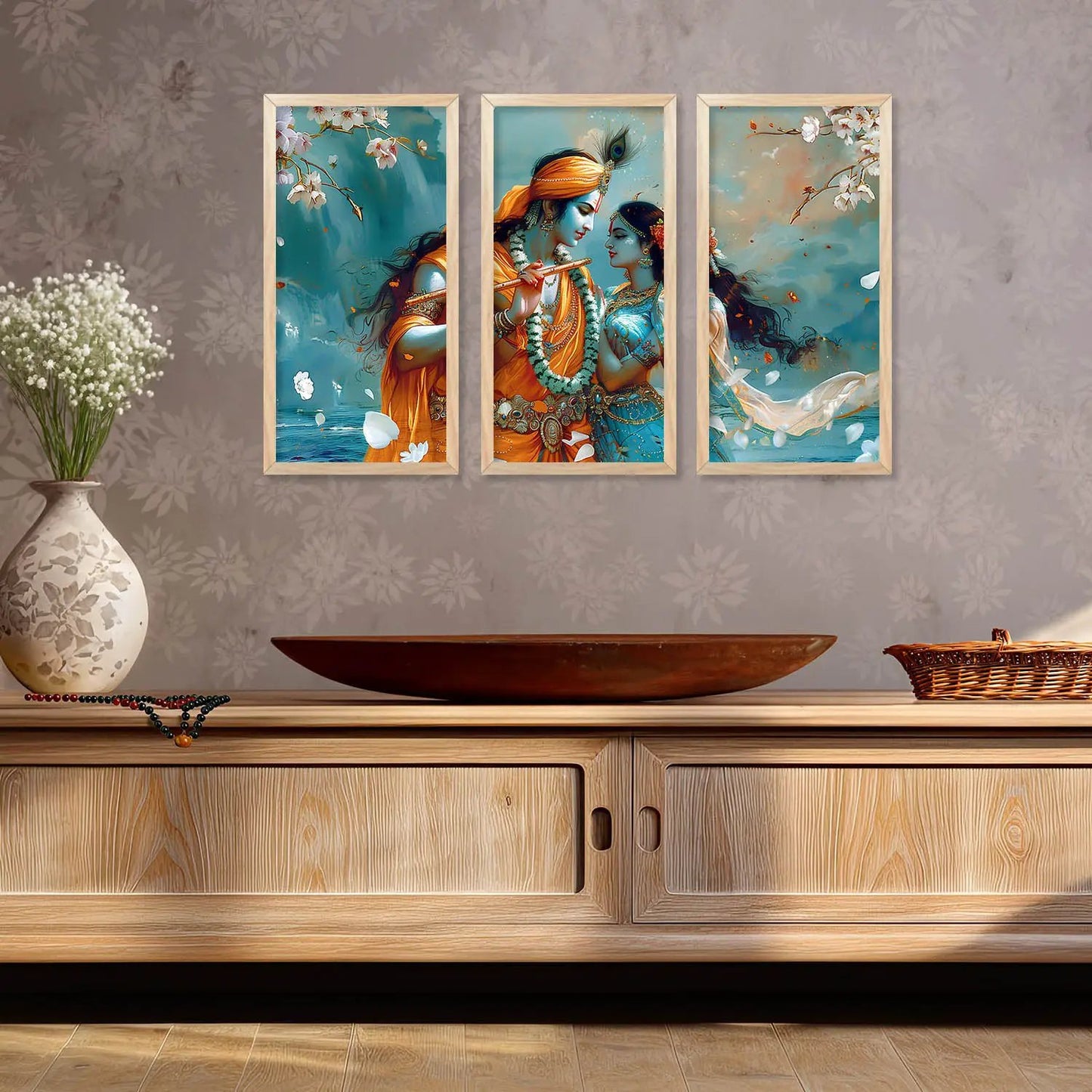 Indian Lord Krishna Wall Art Framed Prints, Decorative Wall Art