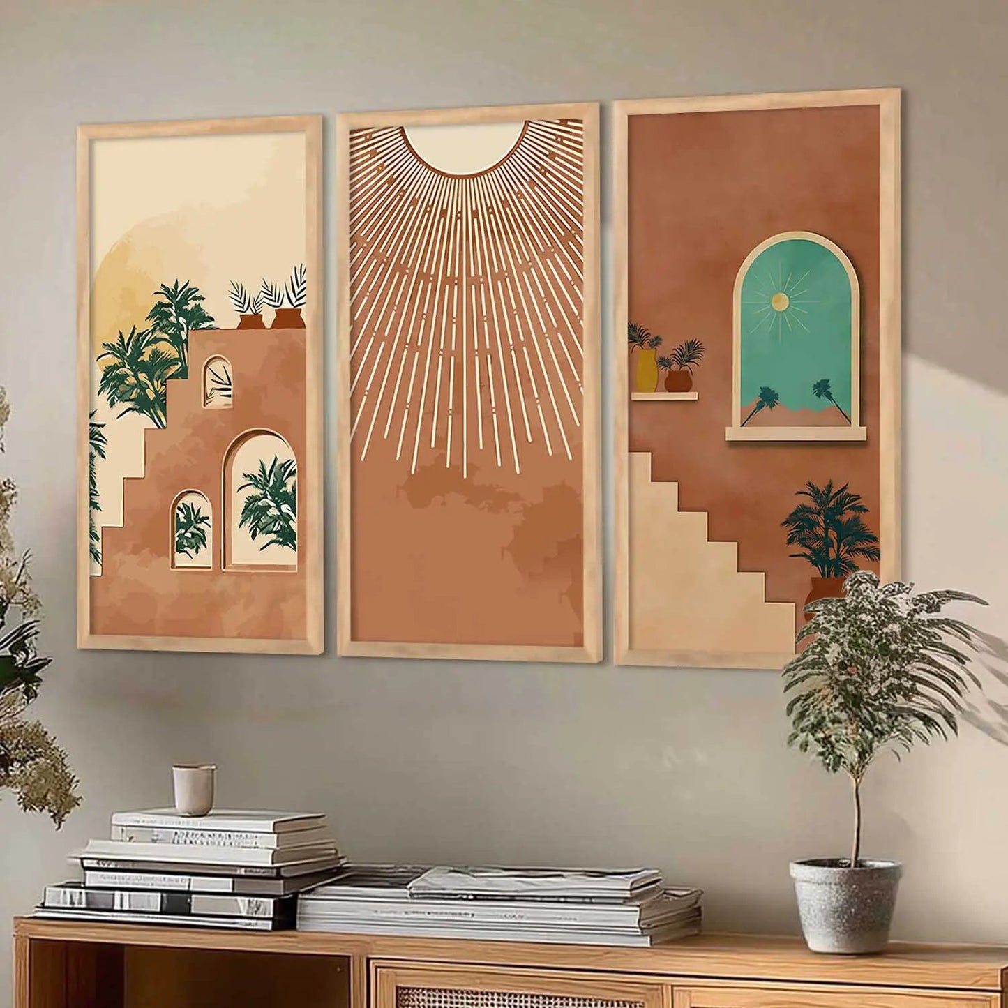 Boho Framed Wall Art Prints | Set of 3 | Home Decor
