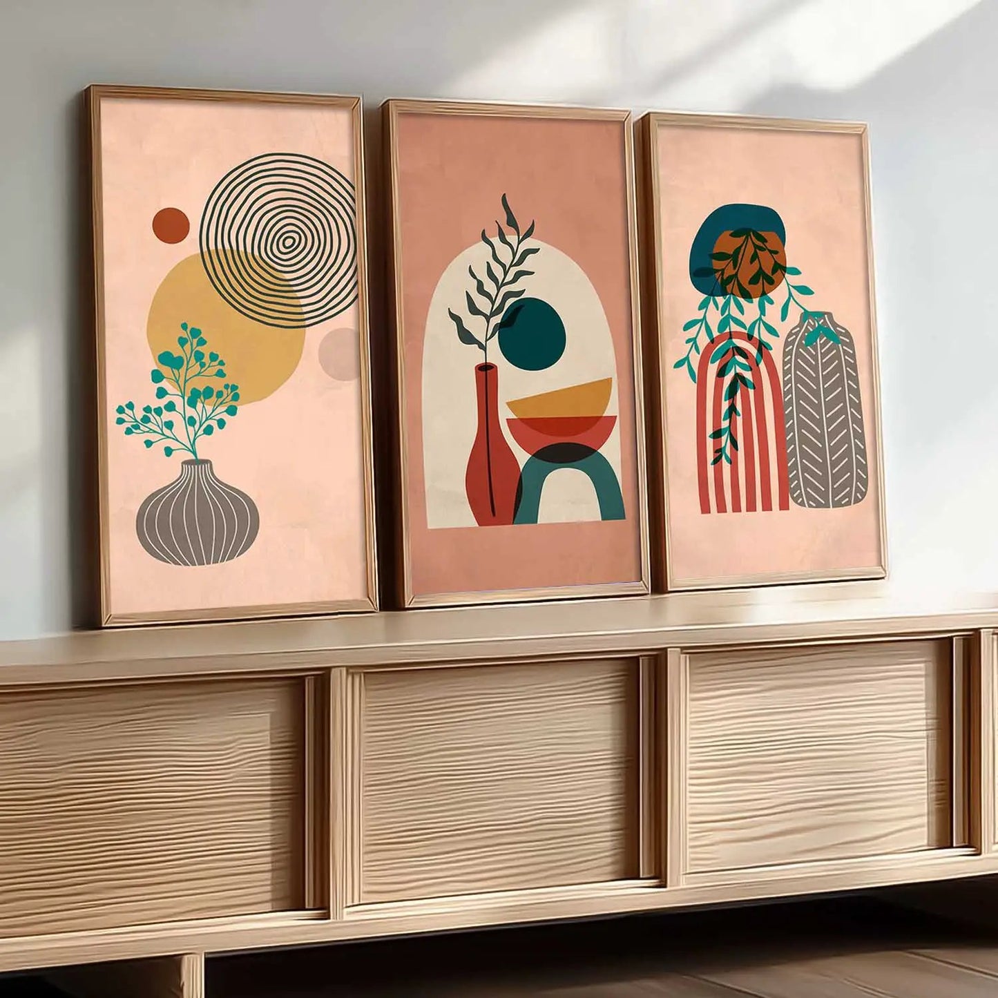 Boho Framed Wall Art Prints | Set of 3 | Home Decor
