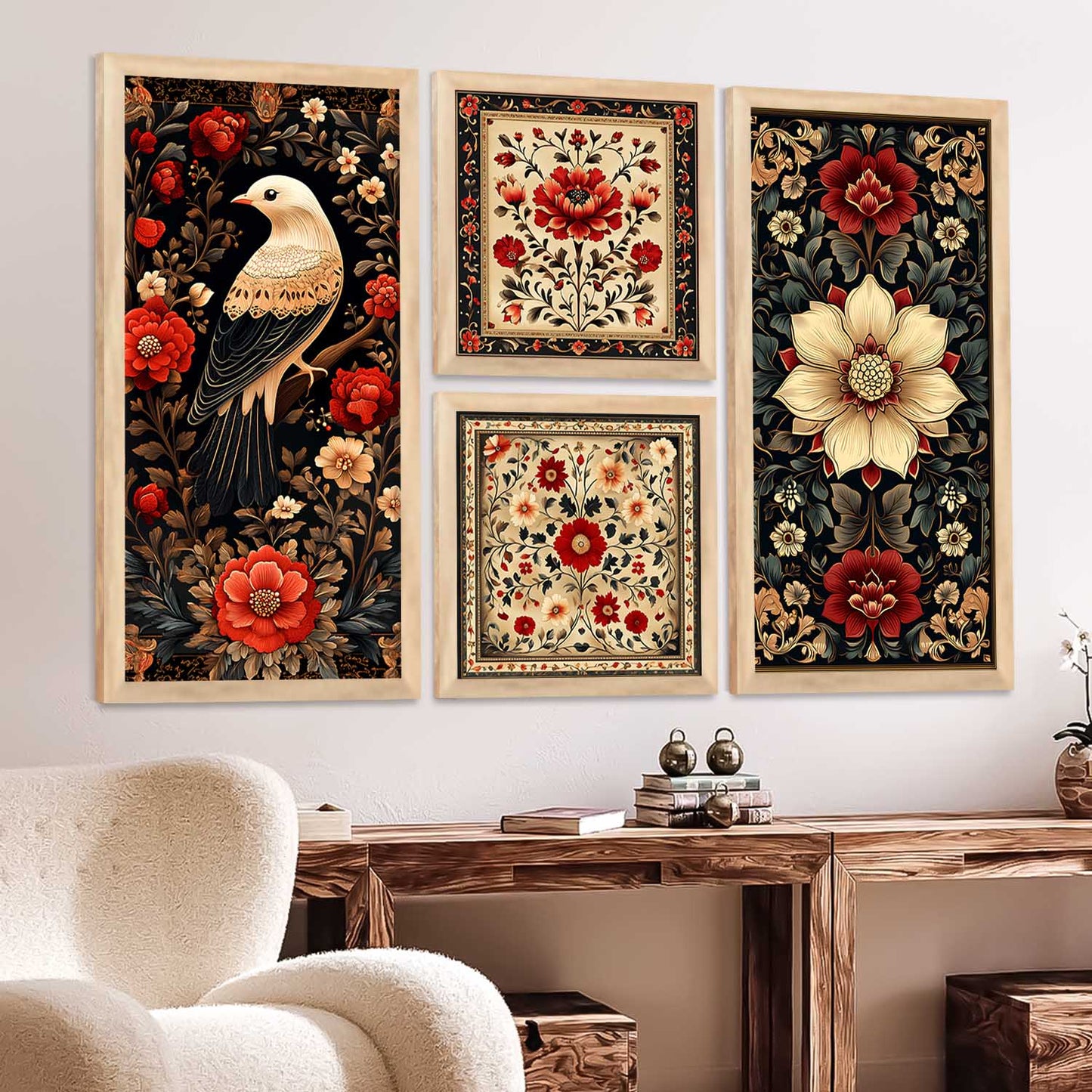 kotart Traditional Art Home Decoration Wall Painting Floral Big Size Art With Frame For Living Room Bed Room Hotel Wall Decor
