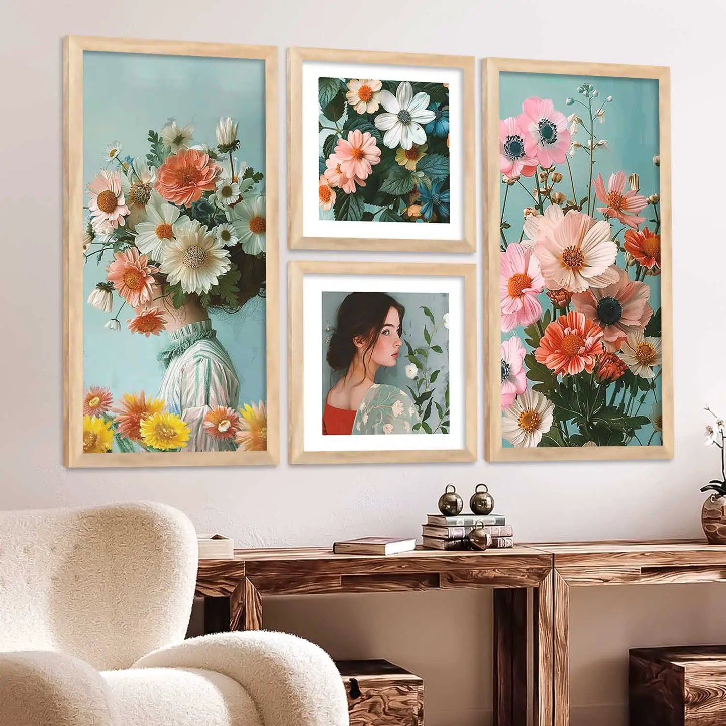 kotart Decorative Modern Big Size Wall Art Print With Frame Floral Paintings For Living Room Bed room wall painting