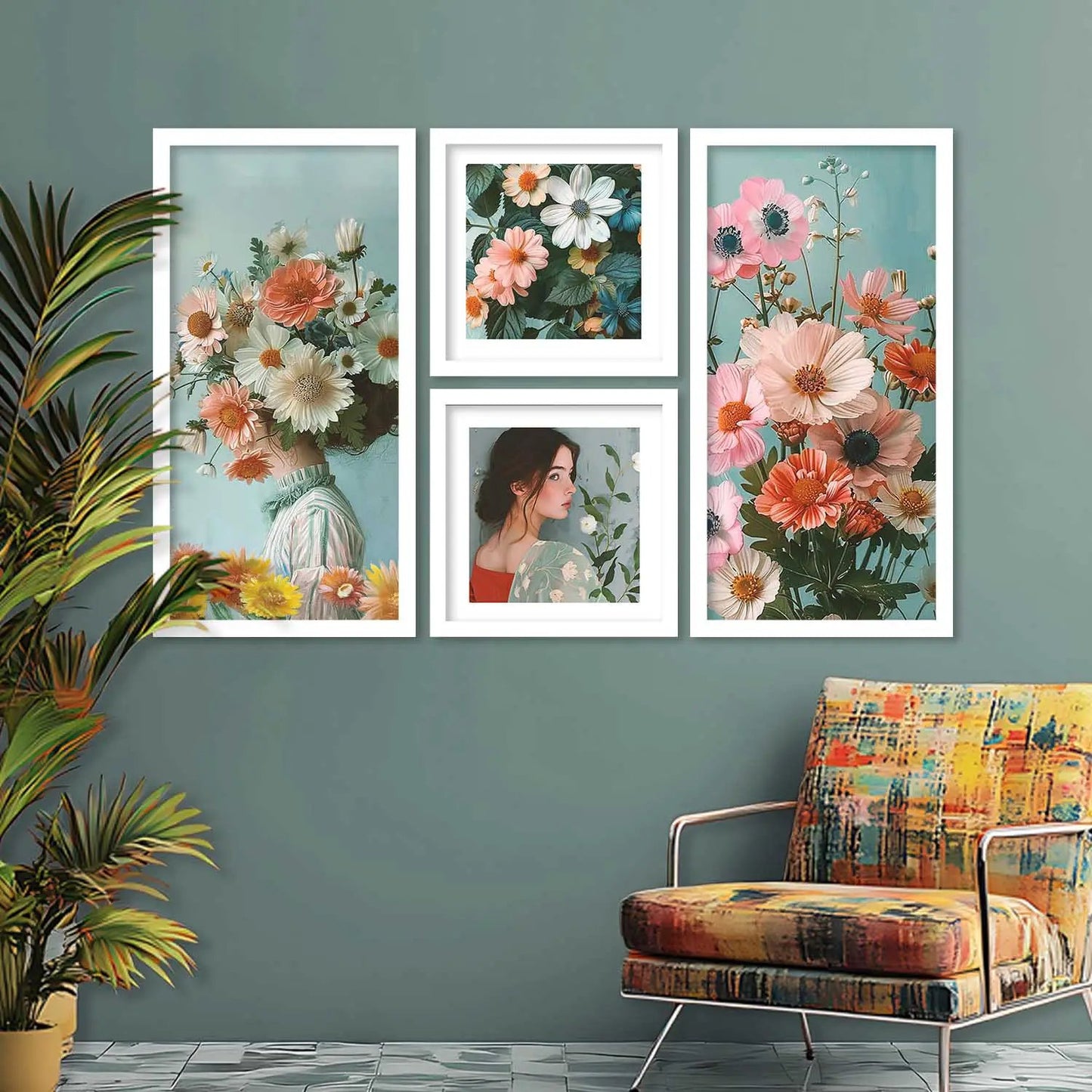 kotart Modern Big Size Art Home Decoration Painting Floral Paintings With Frame For Living Room Bed Room Hotel Wall Decor