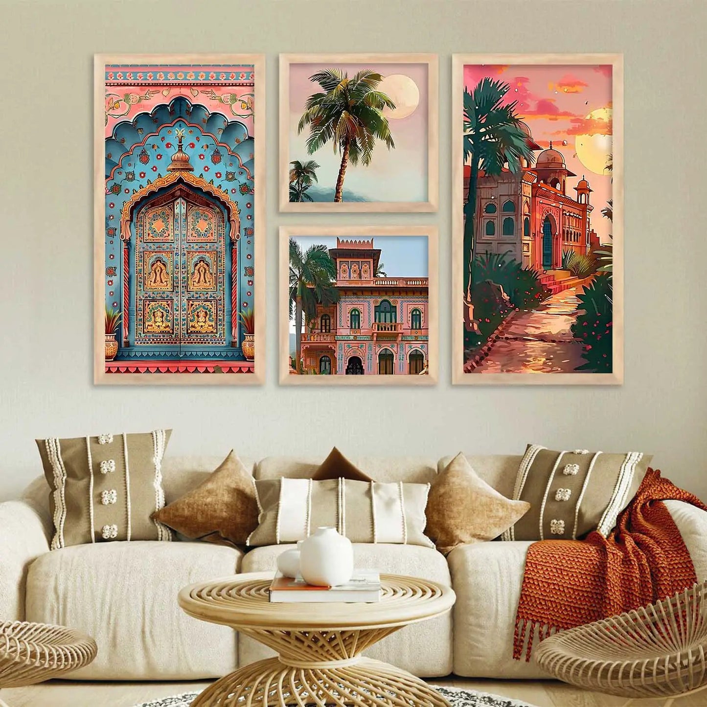 kotart Traditional Big Size Art Wall Painting Home Decoration With Frame For Bed Room Hotel Wall Decor