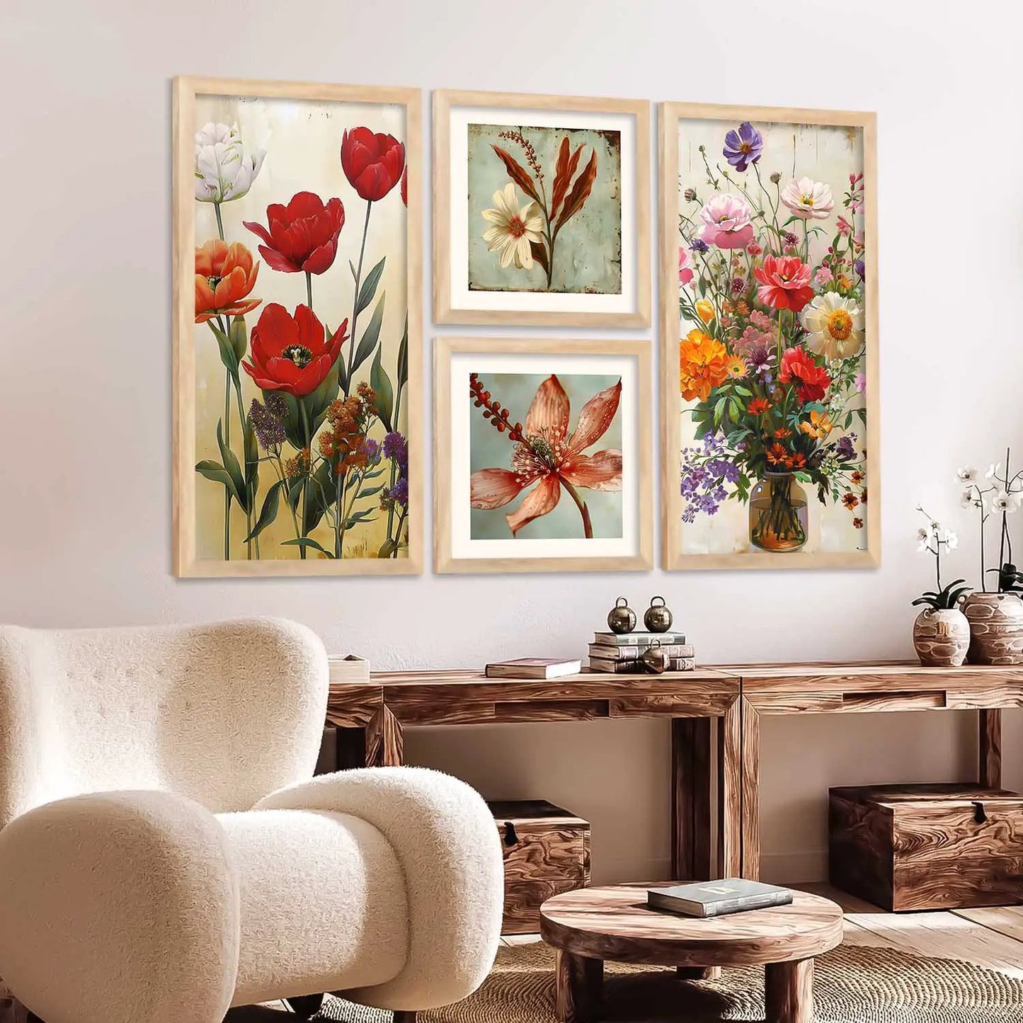 kotart Modern Wall Art Home Dacor Floral Painting Decorative poster With Frame For Living Room Bed Room Hotel Wall Decor
