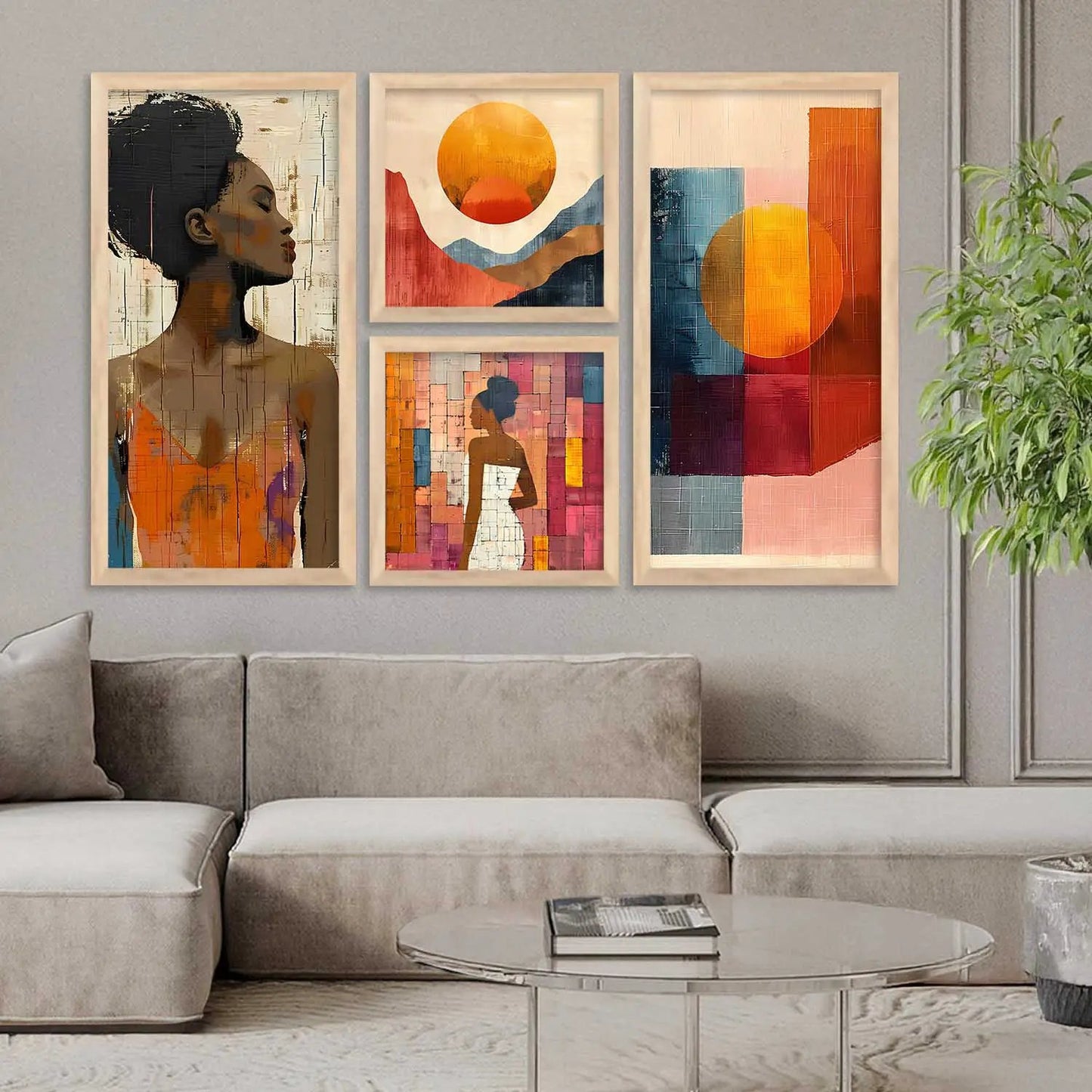 kotart Modern Big Size Wall Art Home Dacor Abstract Painting Decorative poster With Frame For Living Room Bed Room Hotel Wall Decor