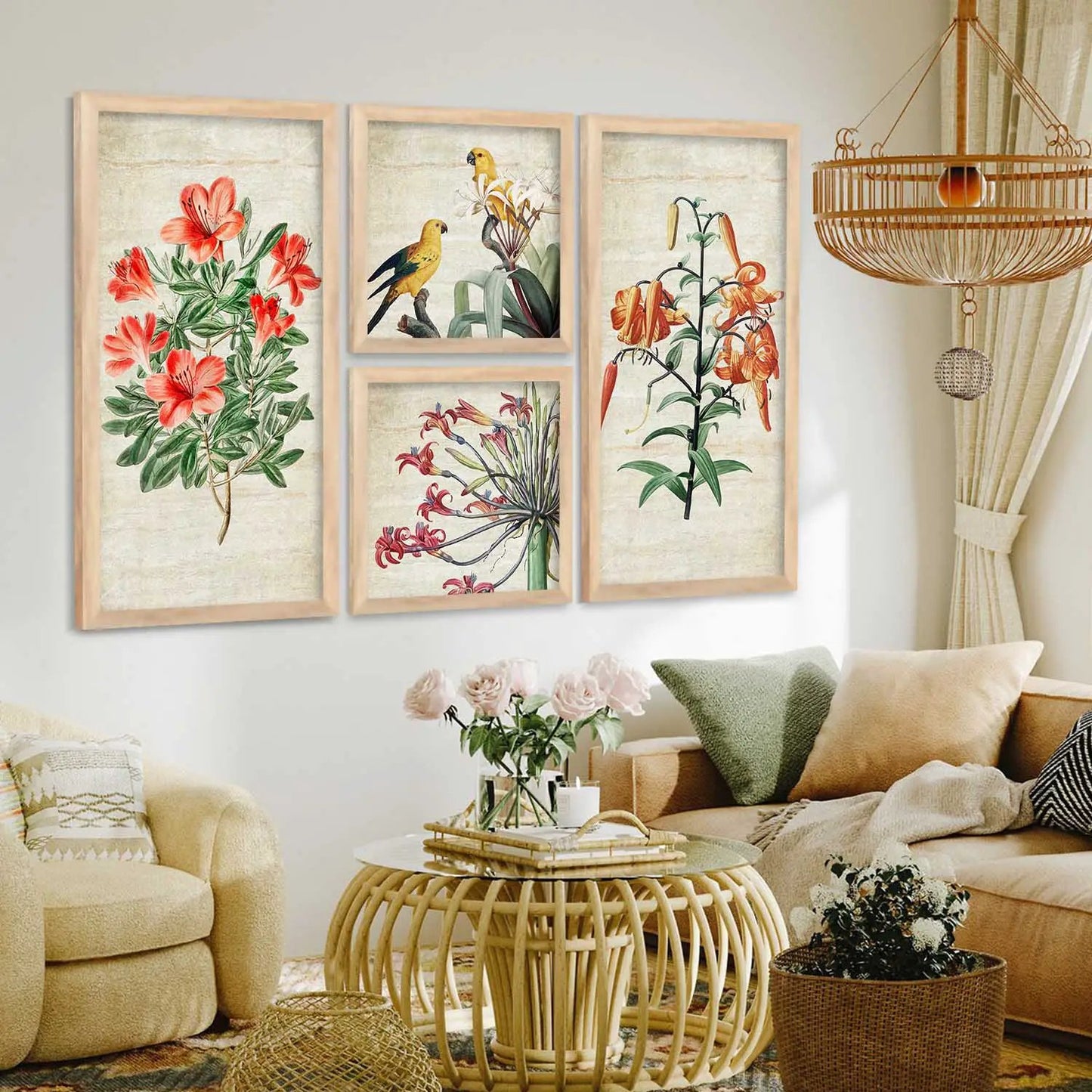 kotart Modern Big Size Art Home Decoration Painting Floral Paintings With Frame For Living Room Bed Room Hotel Wall Decor