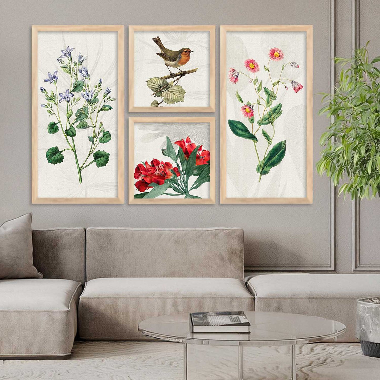 kotart Decorative Modern Big Size Wall Art Print With Frame Floral Paintings For Living Room Bed Room Hotel Wall Decor