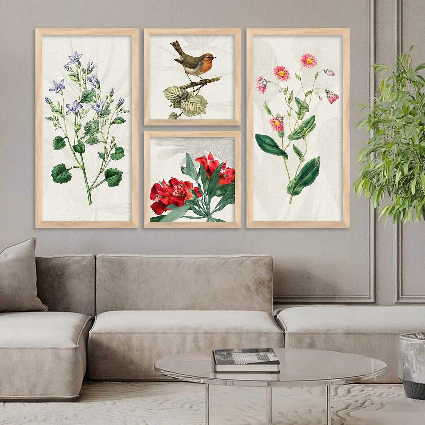 kotart Decorative Modern Big Size Wall Art Print With Frame Floral Paintings For Living Room Bed Room Hotel Wall Decor