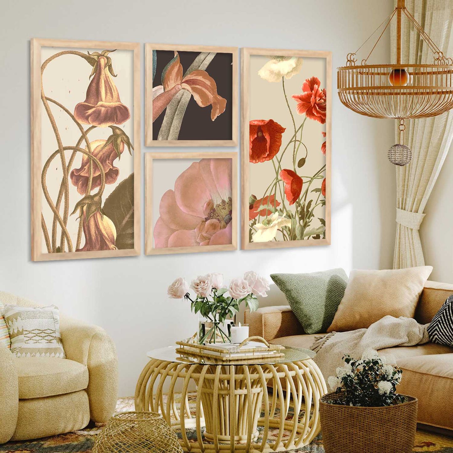 kotart Decorative Modern Big Size Wall Art Print With Frame Floral Paintings For Living Room Bed Room Hotel Wall Decor