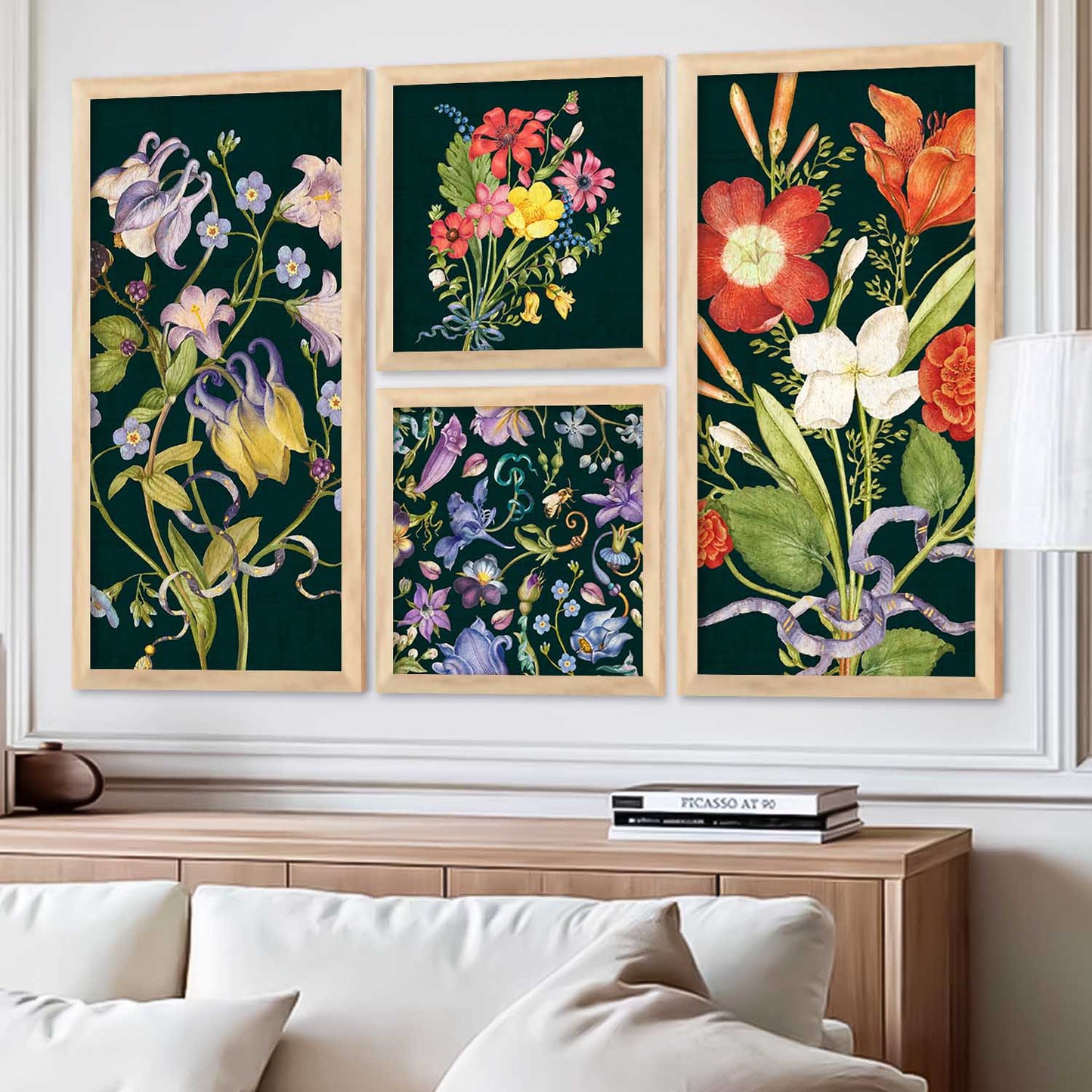 kotart Modern Big Size Wall Art Home Dacor Floral Decorative Painting poster With Frame For Living Room Bed Room Hotel Wall Decor