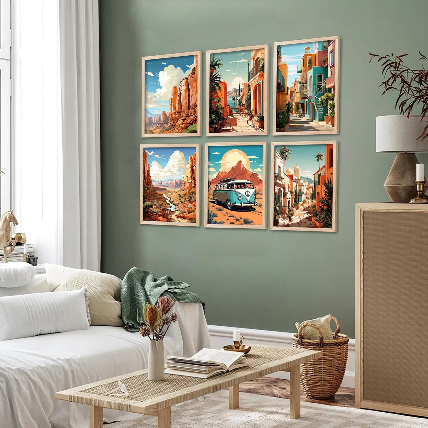 Travel Inspired Framed Posters for Home and Office Wall Decor - Posters for Travel Lovers - Set of 6-Kotart