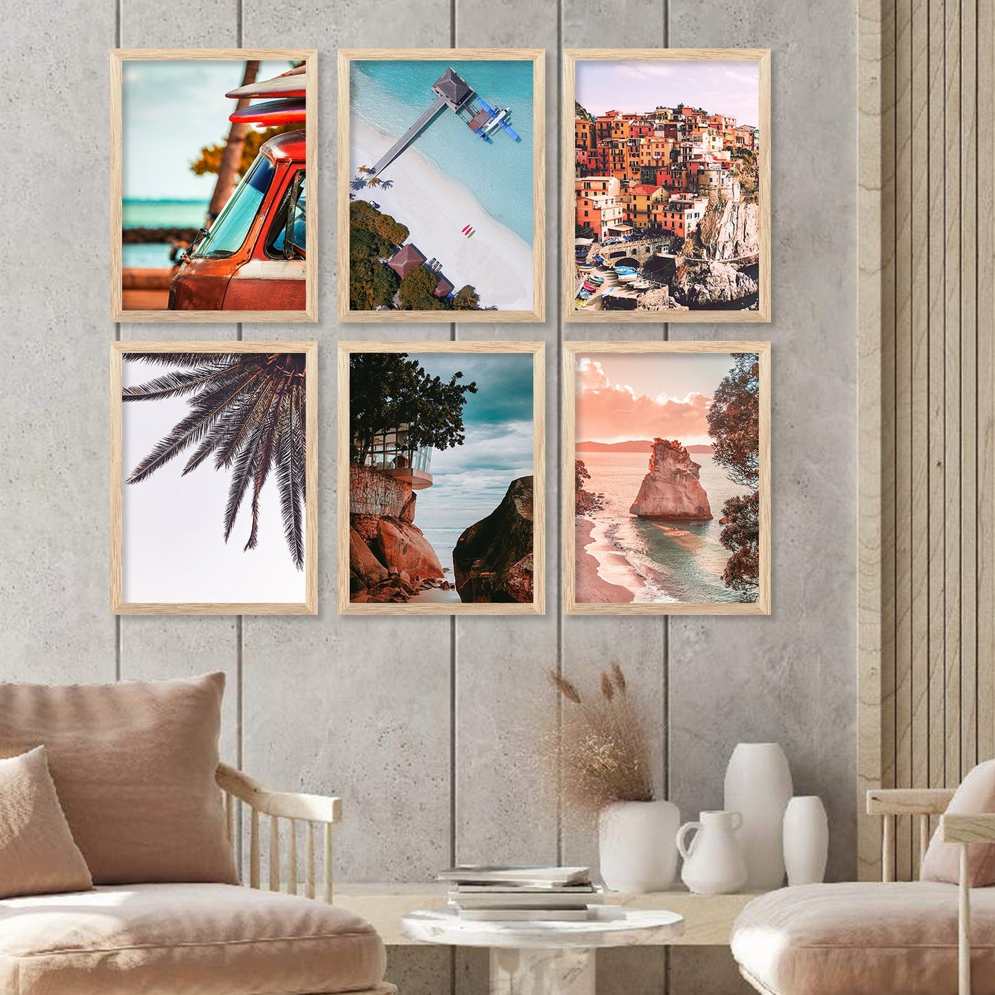 Travel Inspired Framed Posters for Home and Office Wall Decor - Posters for Travel Lovers - Set of 6-Kotart