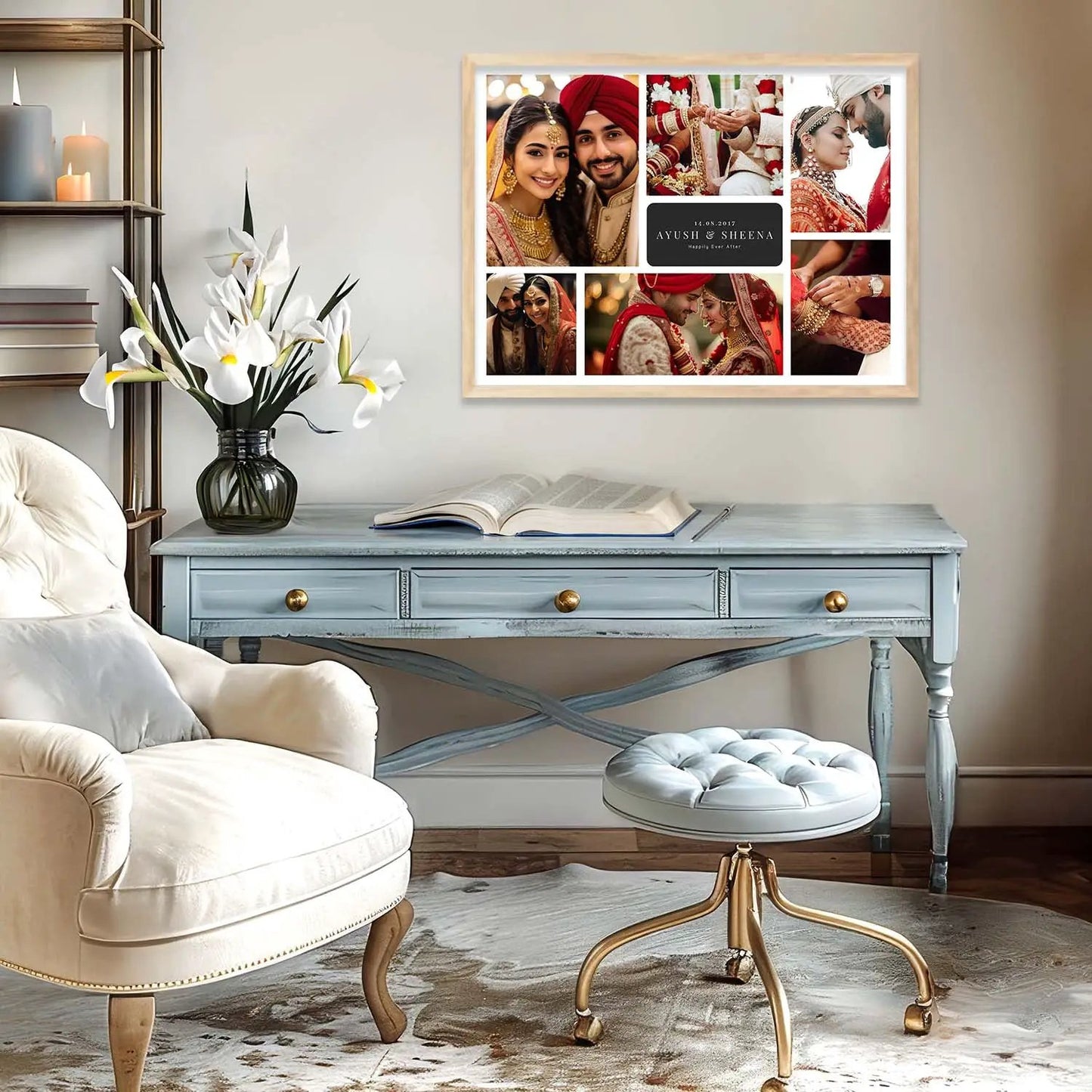 Personalized Picture Collage Photo Frame Gift for Husband Wife or Couple - Customized Photo Frame Collage Gift for Anniwarsary