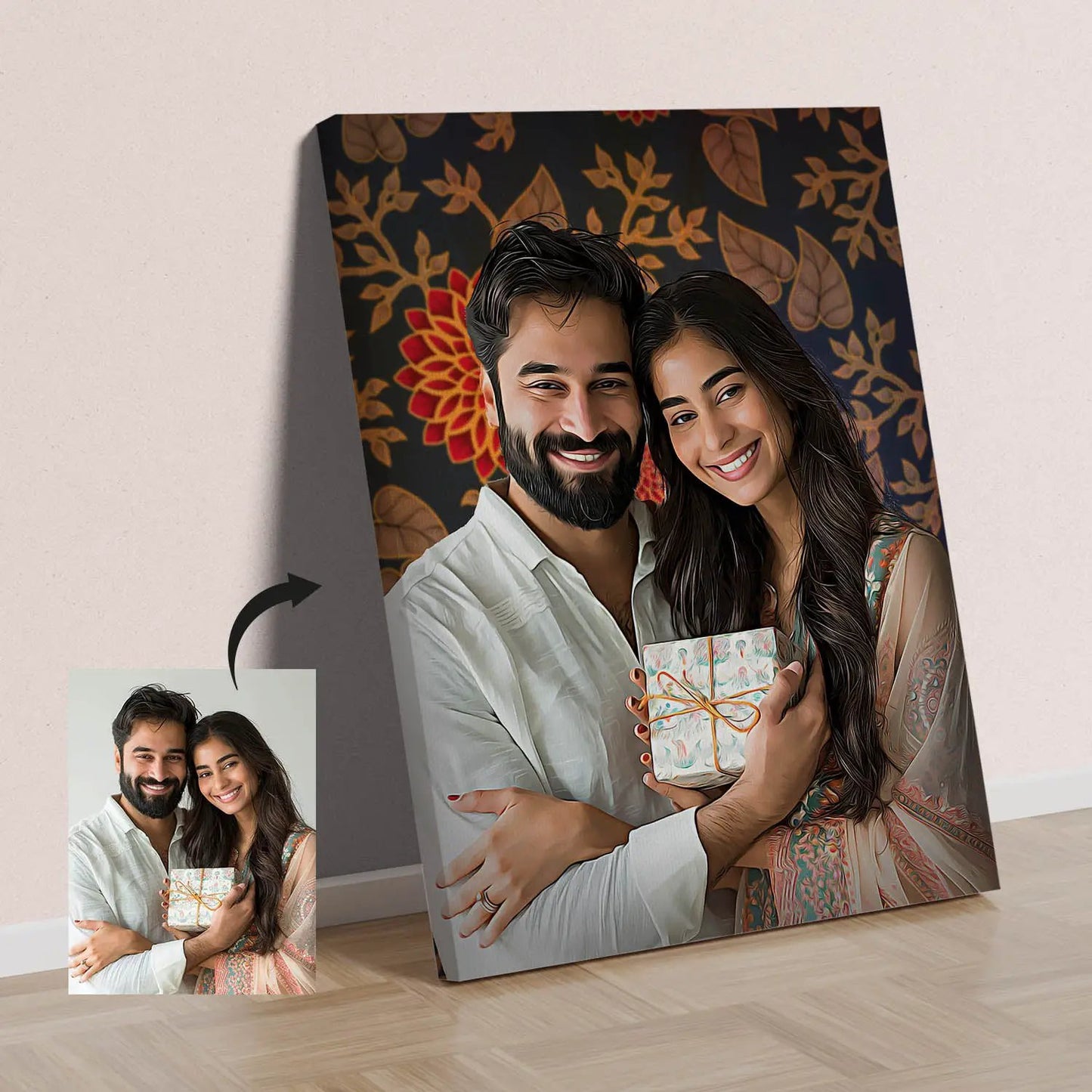 Customised Digital Handmade Vibrant Digital Oil Painting | Gift For - Anniversary | Birthday | Wife | Husband | Sister | Brother