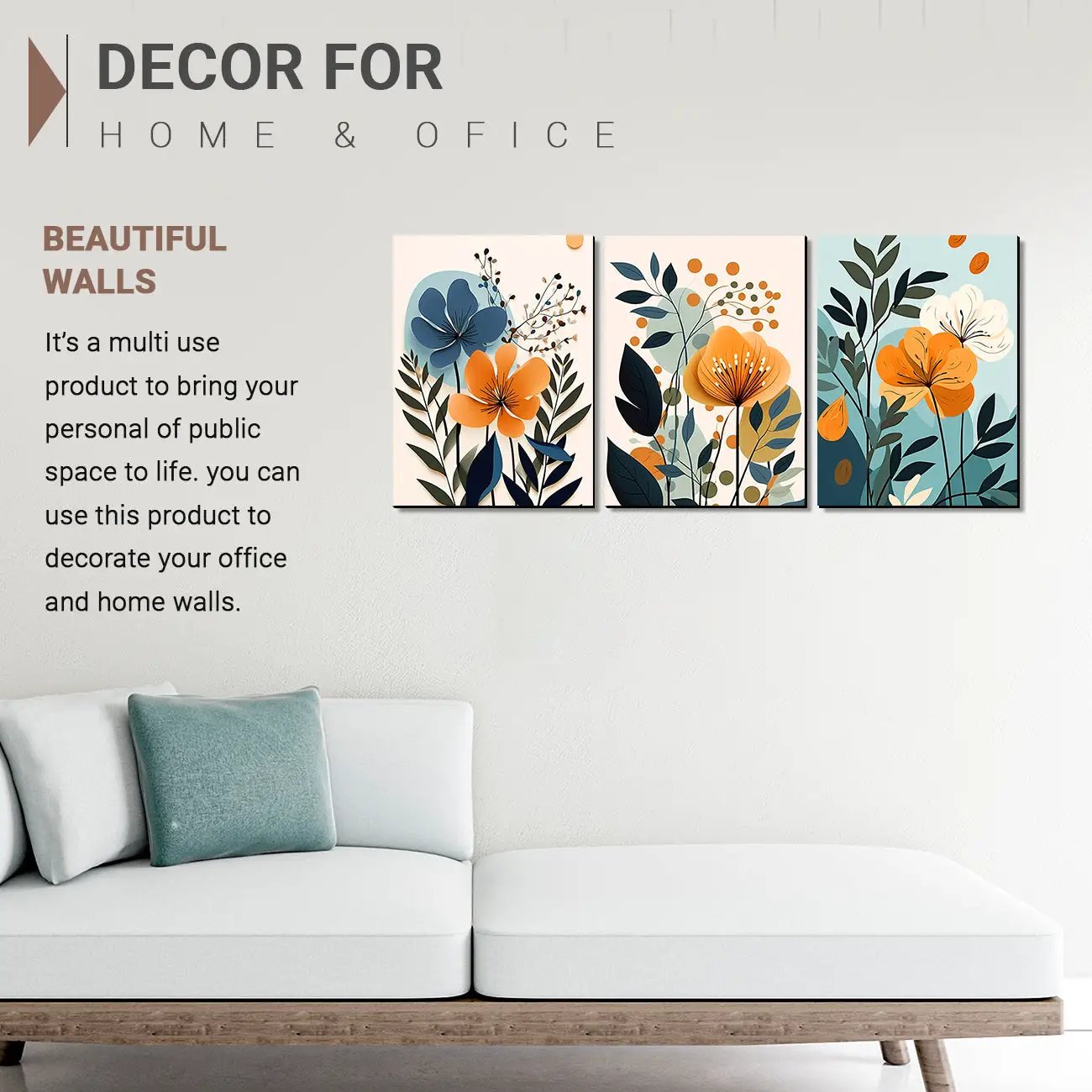 Vibrant Floral Art for Home and Office Decor - Modern Art for Living Room Walls Decor