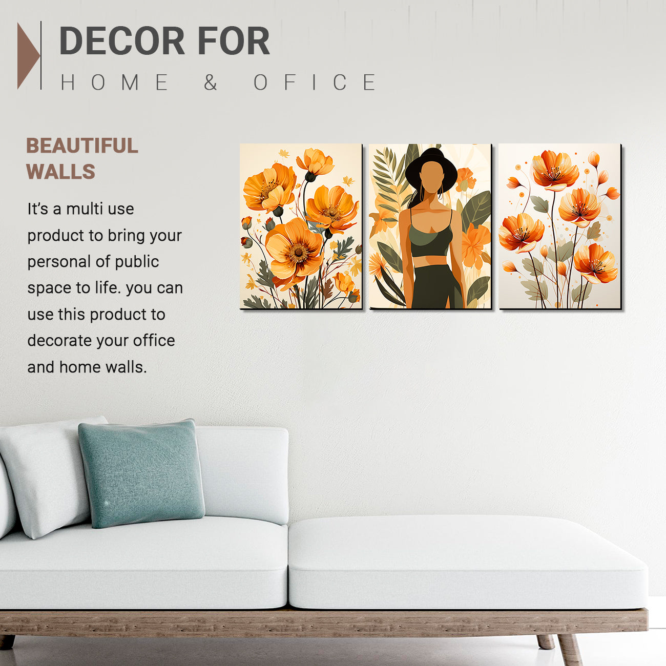 Vibrant Floral Art for Home and Office Decor - Modern Art for Living Room Walls Decor