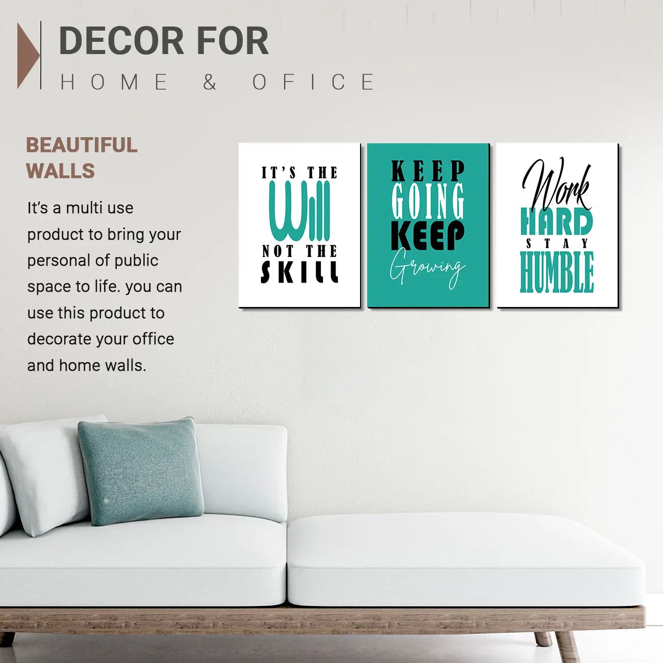 Motivational Quote Panels for Home and Office Decor - Quotes Art for Living Room Walls