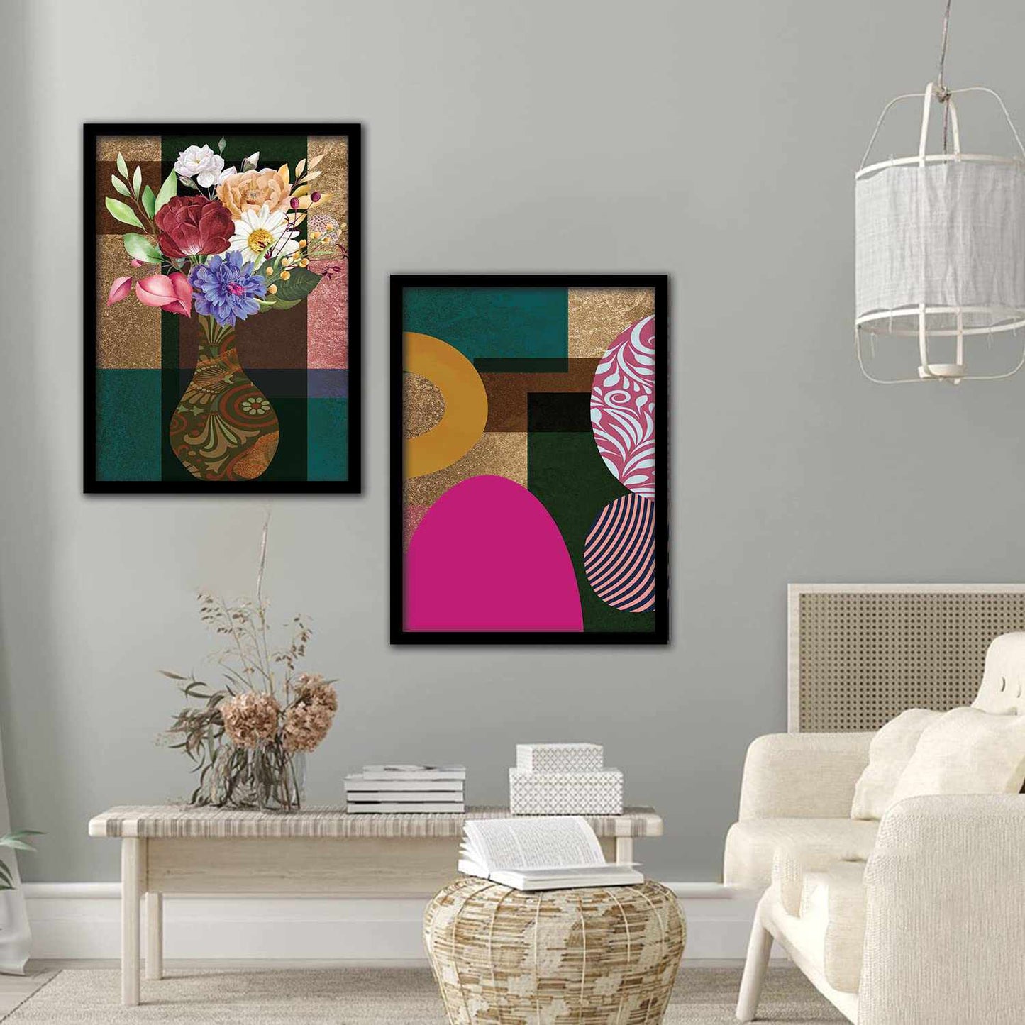 Abstract Art Vibrant Color Modern Wall Art Paintings with Frame for Wall Decor-Kotart