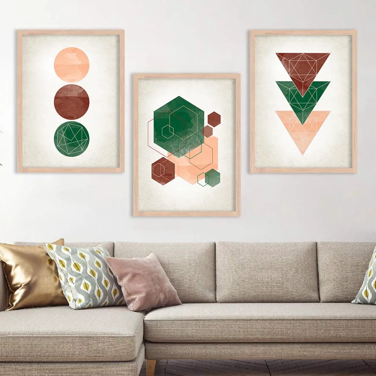 Aesthetic Wall Decor Framed Paintings for Living Room Office Home Decor : Geometric Art-Kotart