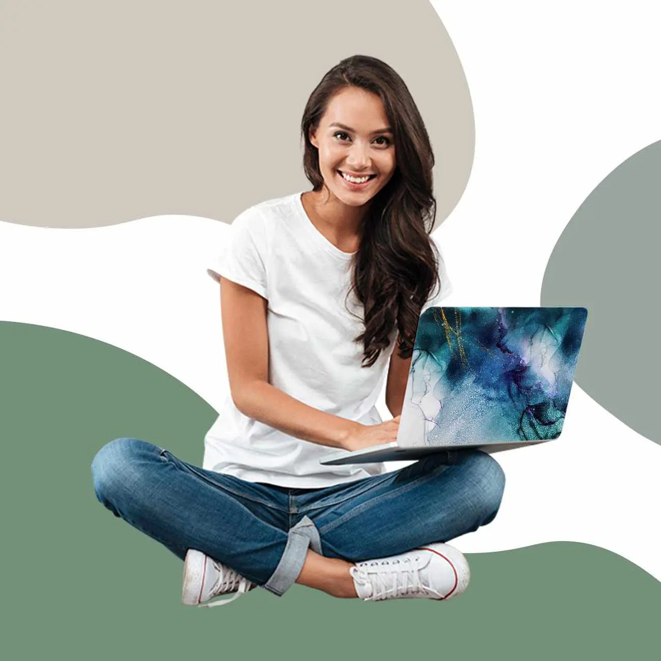 Blue Marble Print Laptop Decal Upto 15.6 inch-Kotart