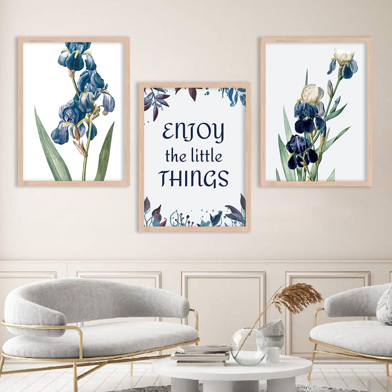 Blue Tropical Flowers Freshy Fresh - Nature Theme Wall Art Combo-Kotart