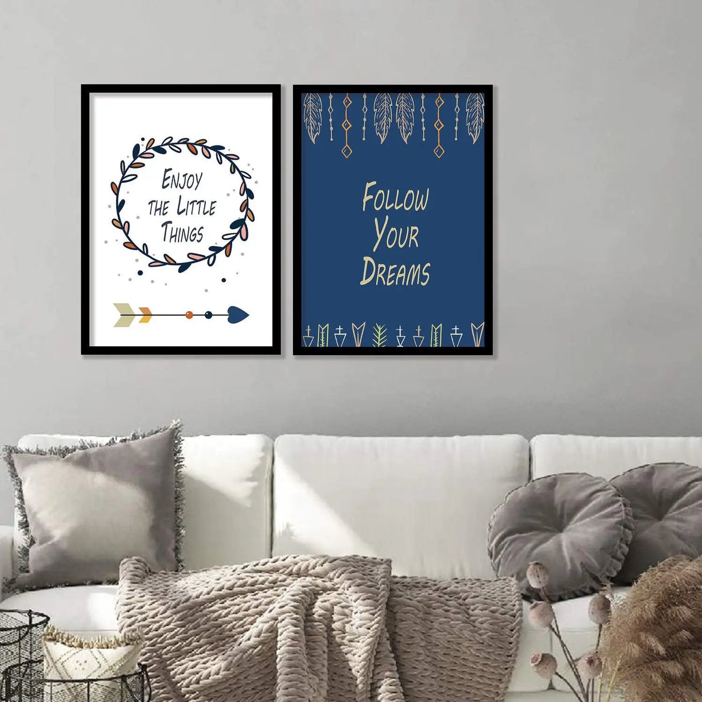Boho Art Wall Posters Set with Frame - Modern Art Framed Posters-Kotart